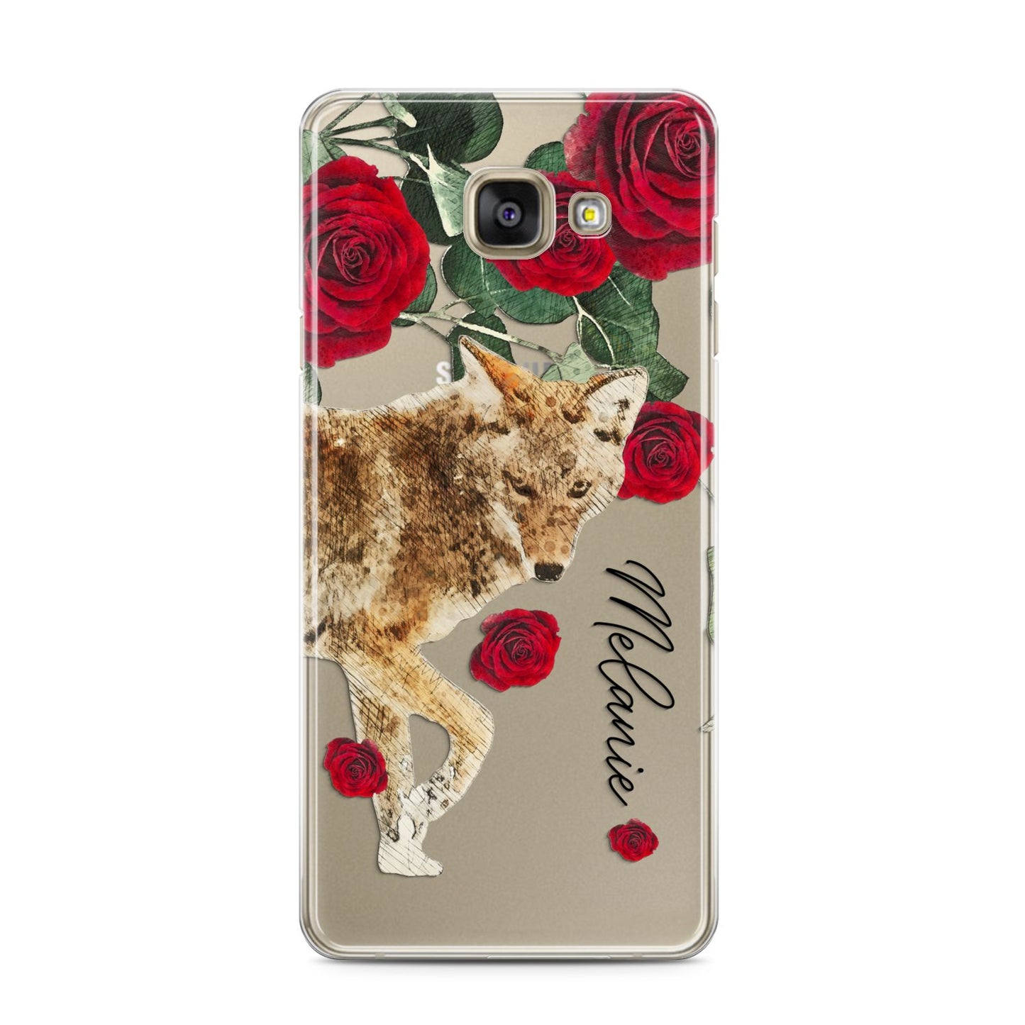 Personalised Name Wolf Samsung Galaxy A3 2016 Case on gold phone