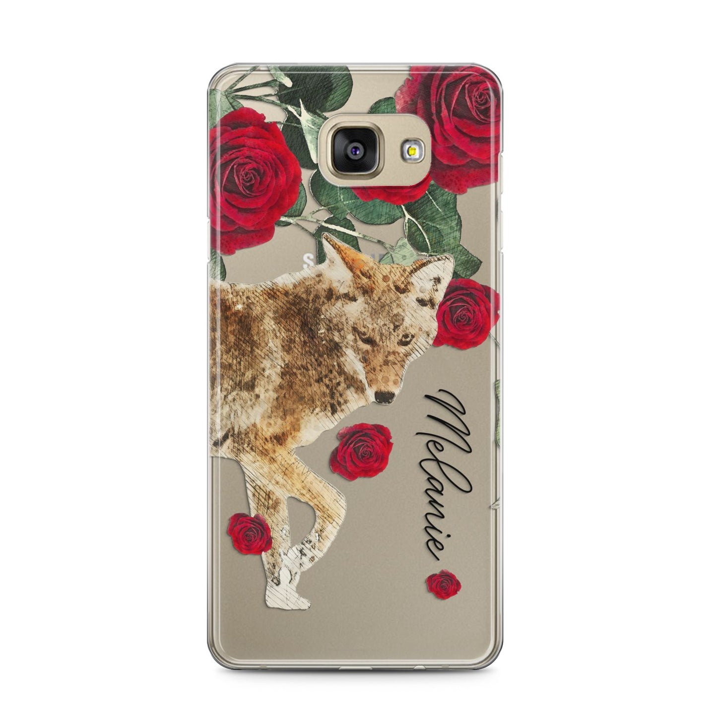 Personalised Name Wolf Samsung Galaxy A5 2016 Case on gold phone