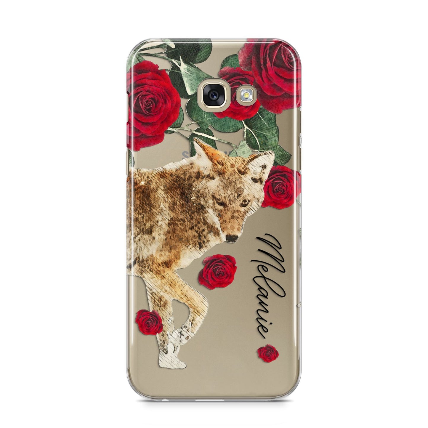 Personalised Name Wolf Samsung Galaxy A5 2017 Case on gold phone