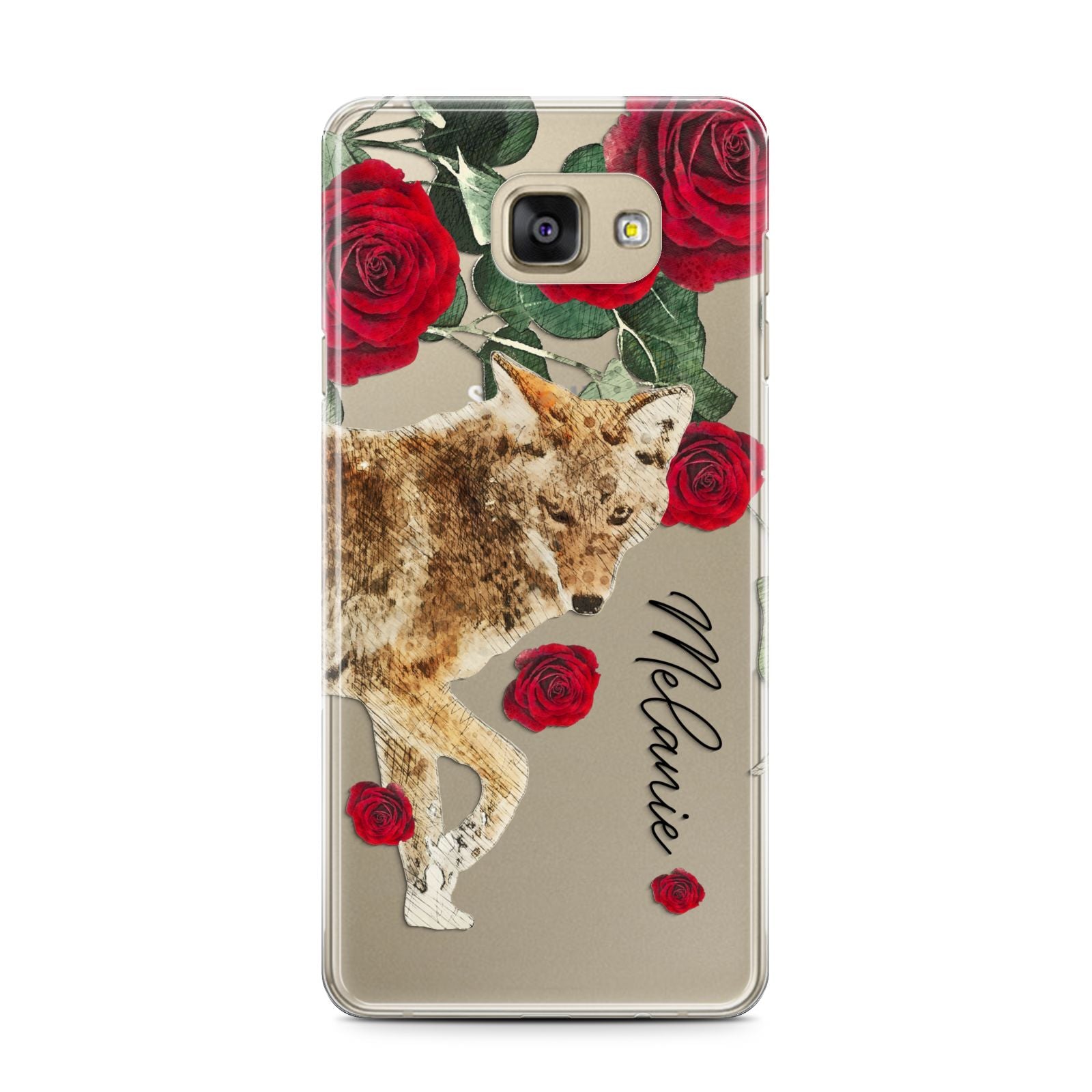 Personalised Name Wolf Samsung Galaxy A7 2016 Case on gold phone