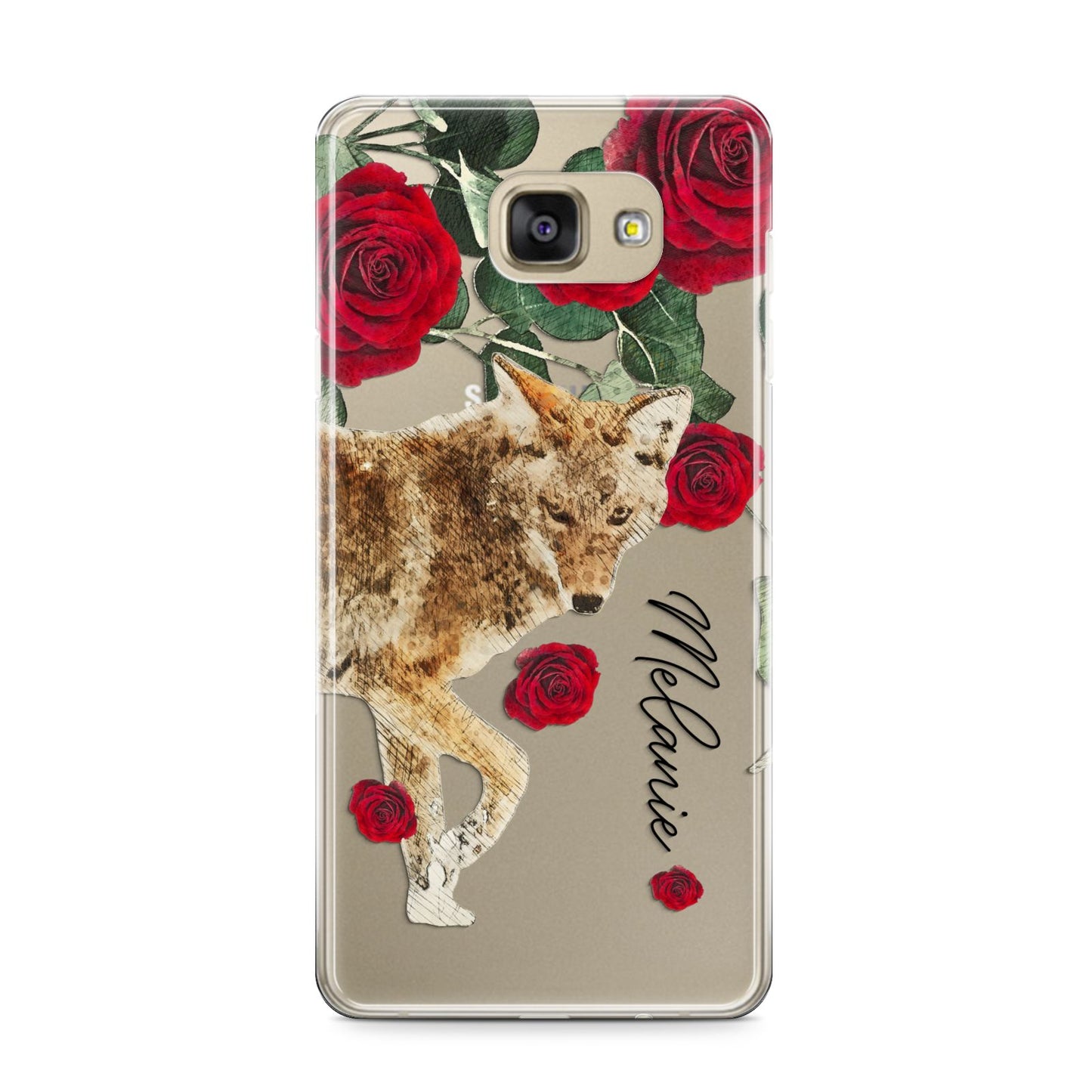 Personalised Name Wolf Samsung Galaxy A9 2016 Case on gold phone