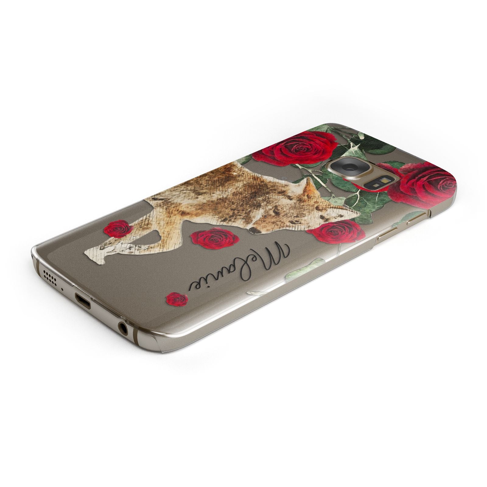 Personalised Name Wolf Samsung Galaxy Case Bottom Cutout