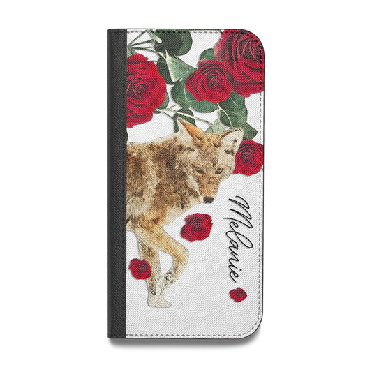 Personalised Name Wolf Vegan Leather Flip Samsung Case