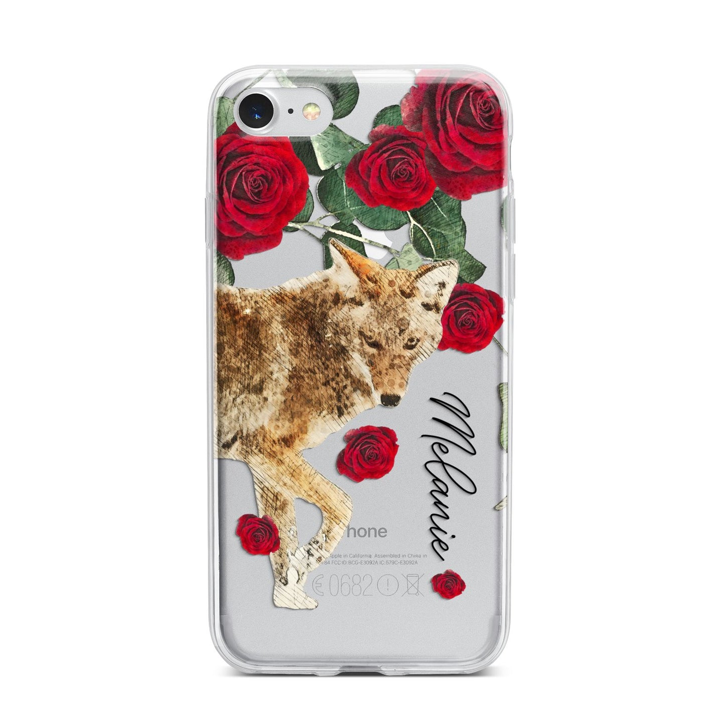 Personalised Name Wolf iPhone 7 Bumper Case on Silver iPhone