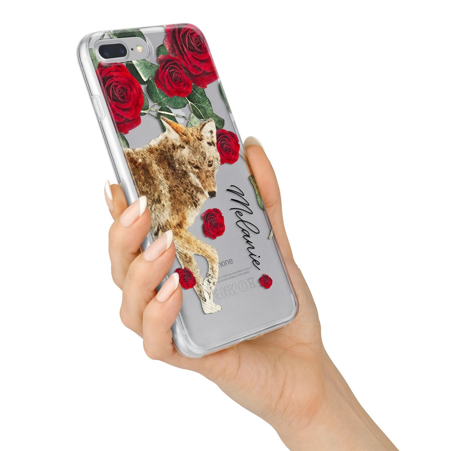 Personalised Name Wolf iPhone 7 Plus Bumper Case on Silver iPhone Alternative Image