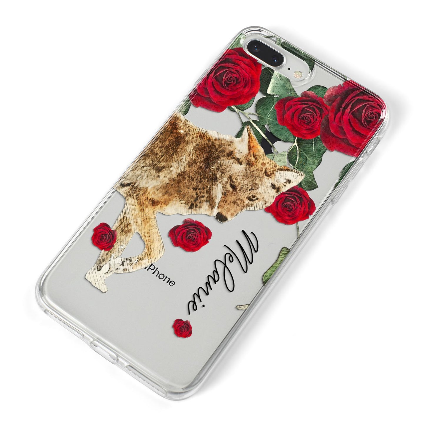 Personalised Name Wolf iPhone 8 Plus Bumper Case on Silver iPhone Alternative Image