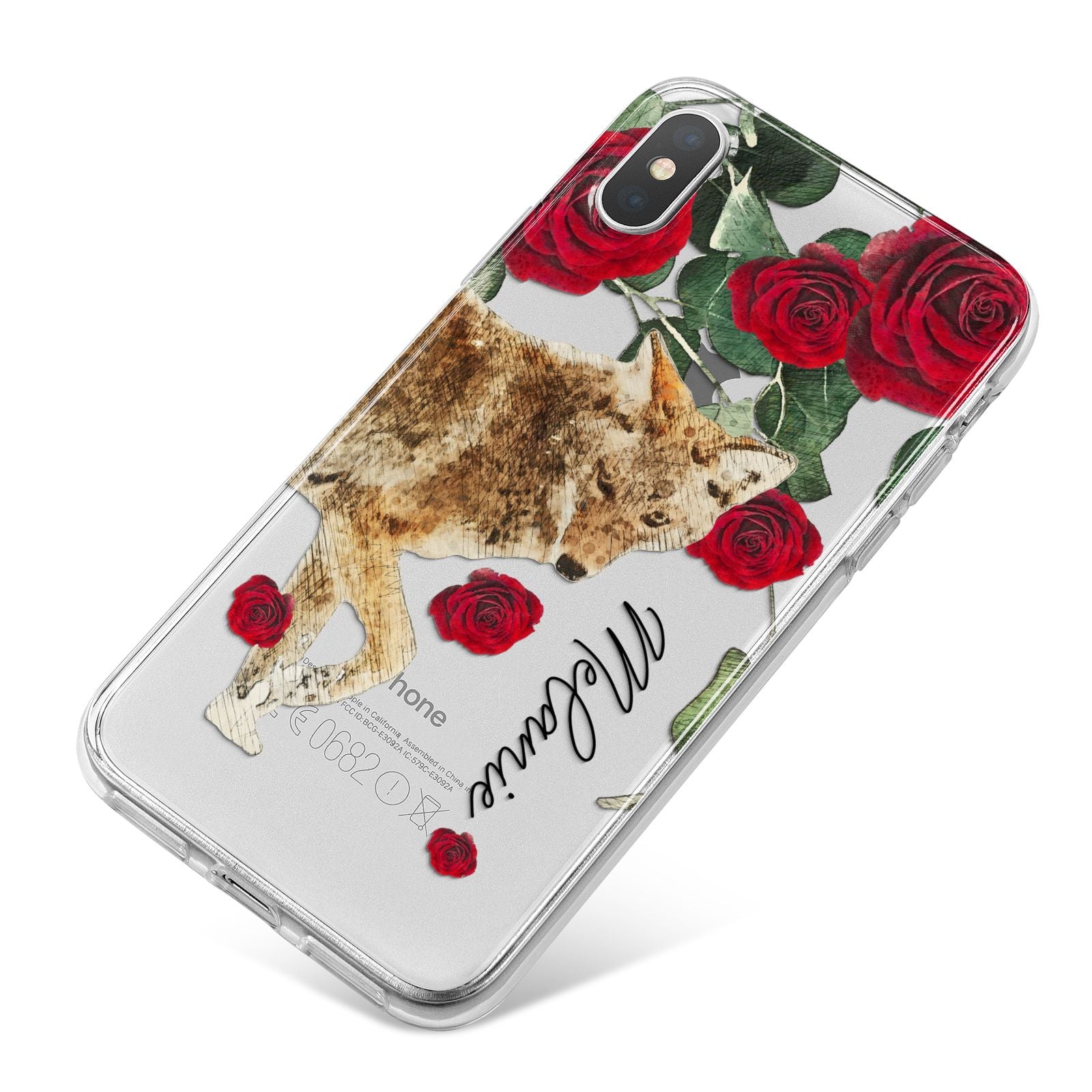 Personalised Name Wolf iPhone X Bumper Case on Silver iPhone