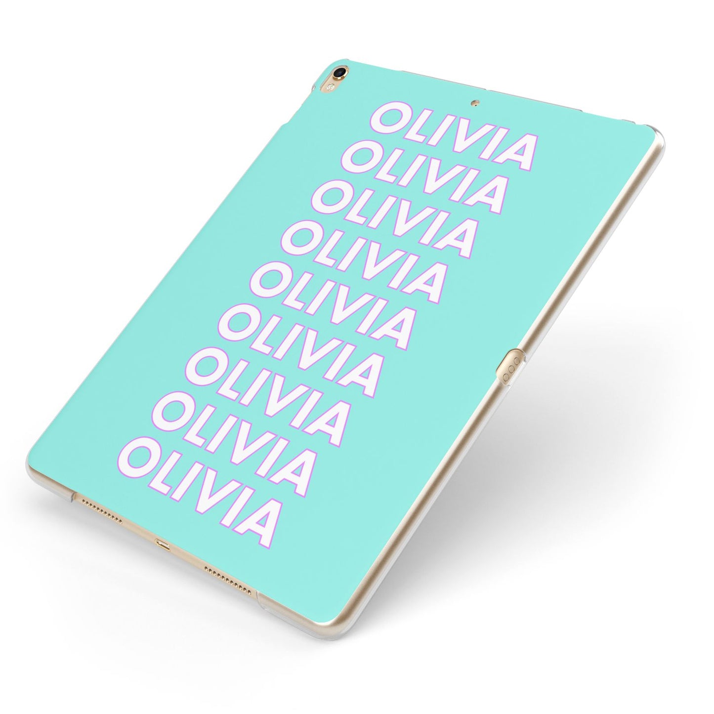 Personalised Names Apple iPad Case on Gold iPad Side View
