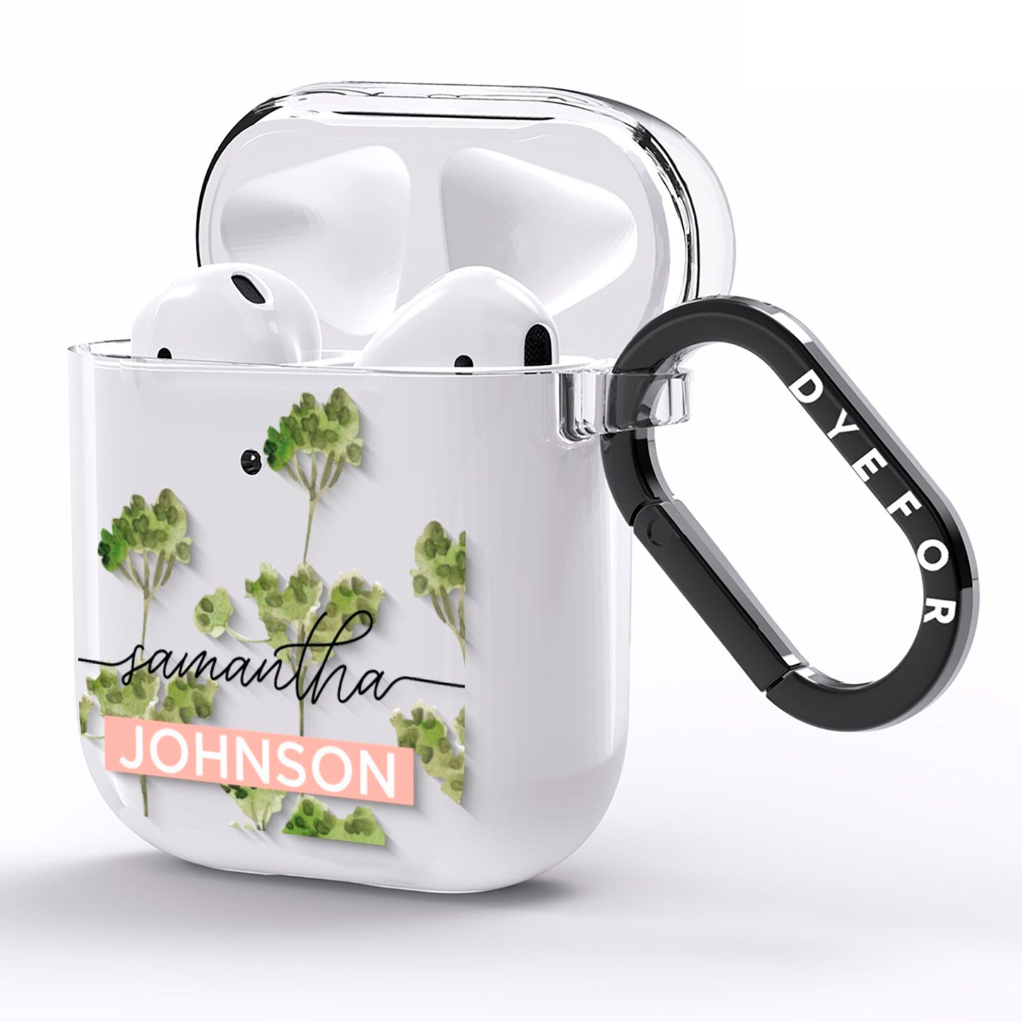 Personalised Names Flowers AirPods Clear Case Side Image