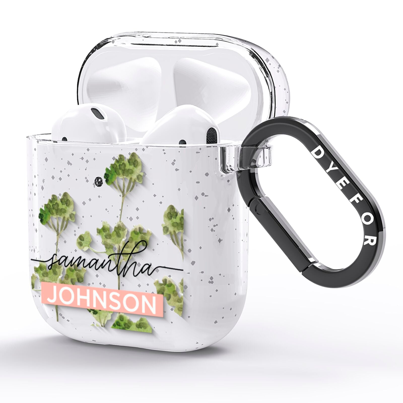 Personalised Names Flowers AirPods Glitter Case Side Image