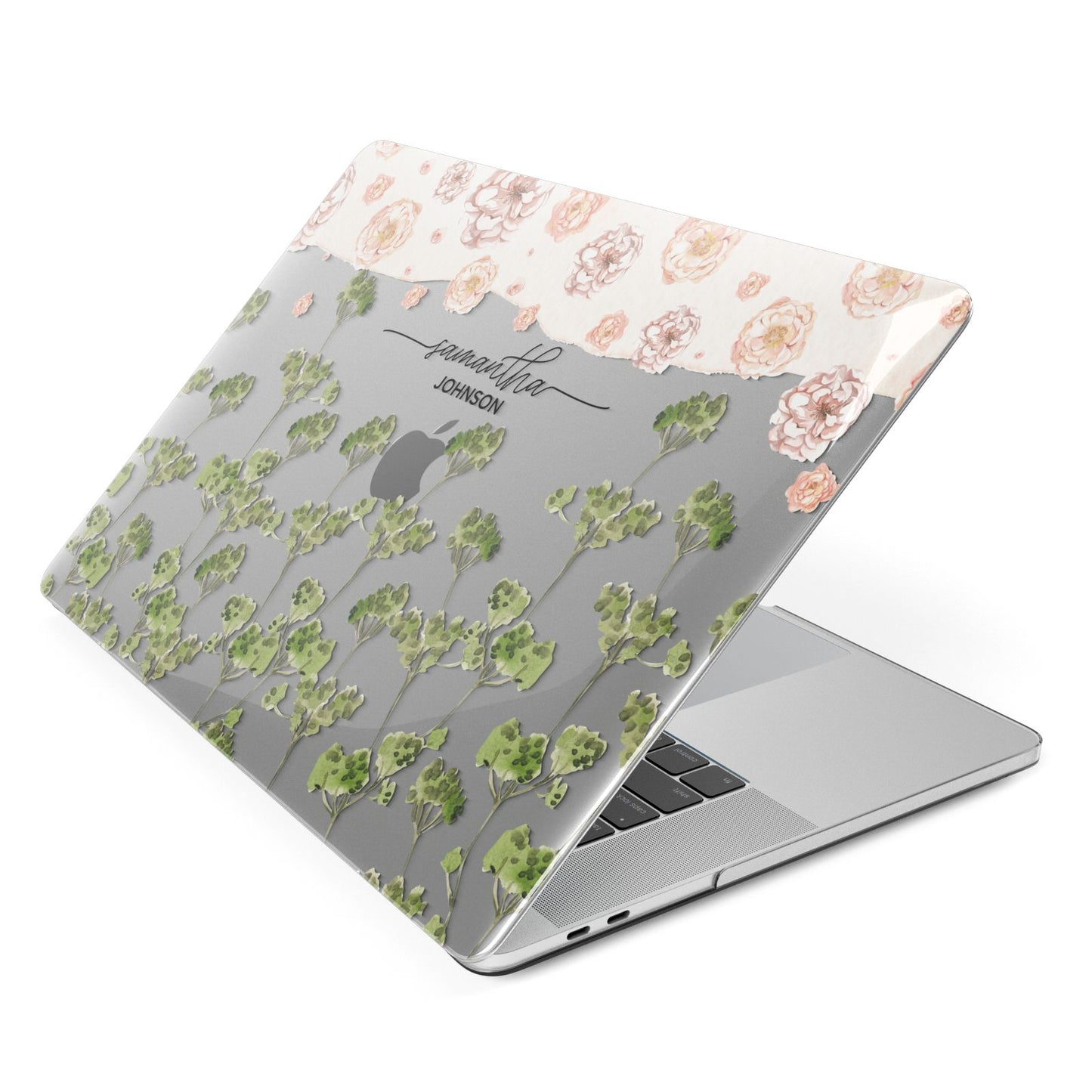 Personalised Names Flowers Apple MacBook Case Side View