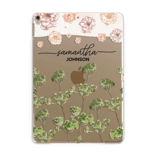 Personalised Names Flowers Apple iPad Gold Case