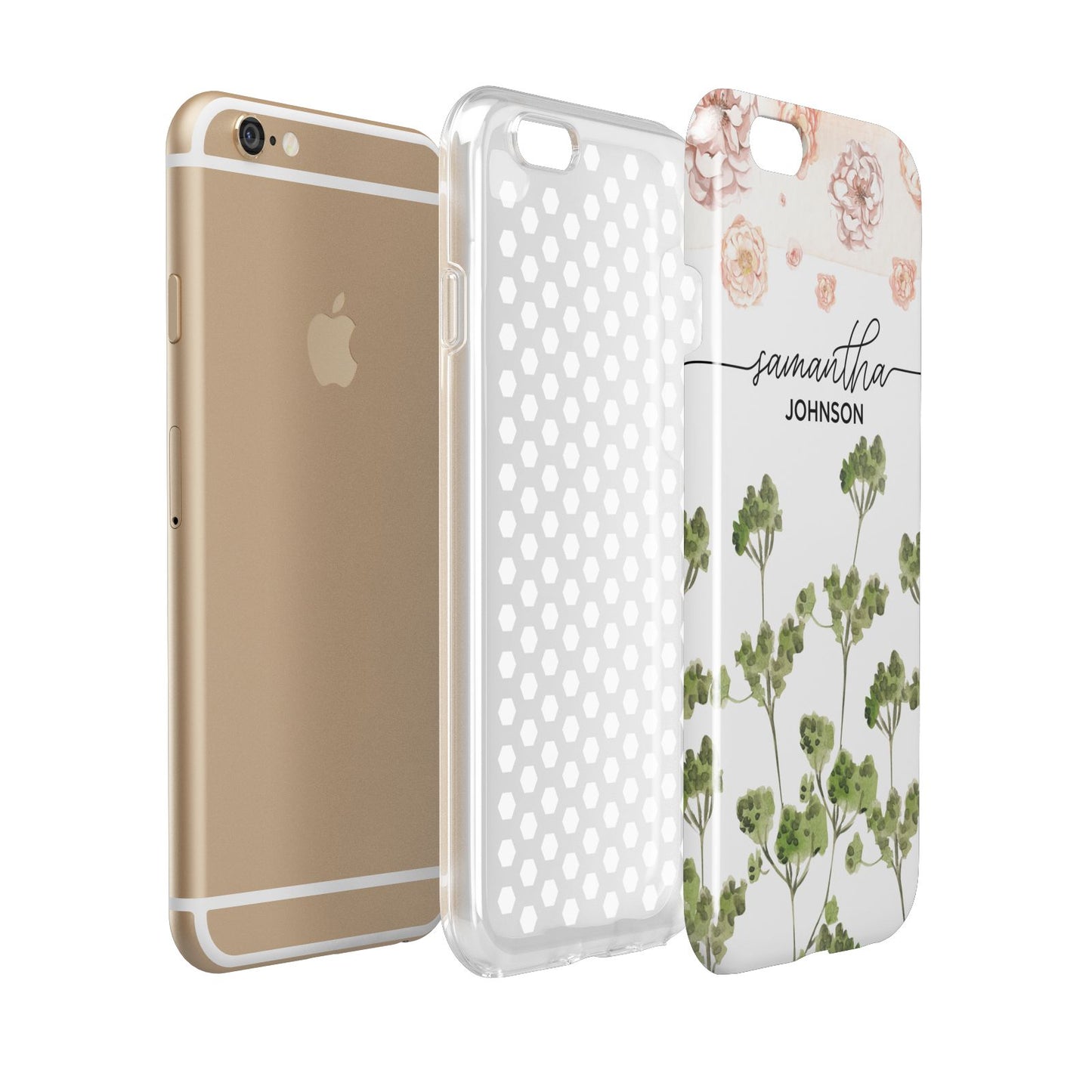 Personalised Names Flowers Apple iPhone 6 3D Tough Case Expanded view