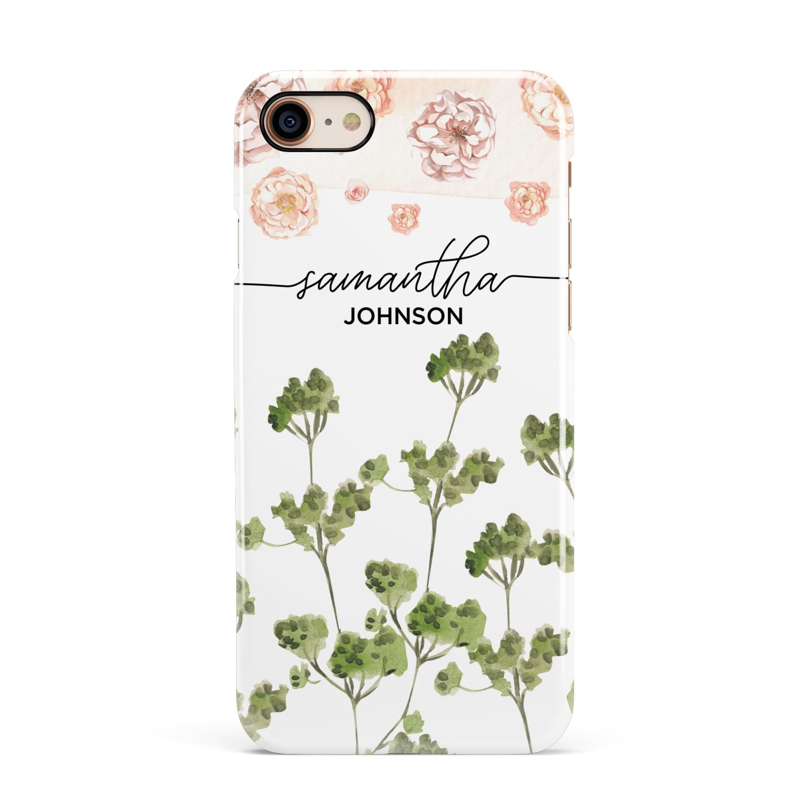Personalised Names Flowers Apple iPhone 7 8 3D Snap Case