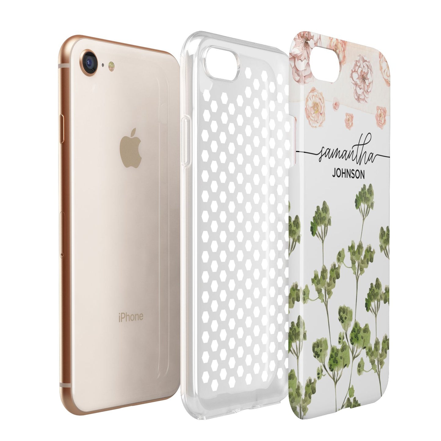 Personalised Names Flowers Apple iPhone 7 8 3D Tough Case Expanded View