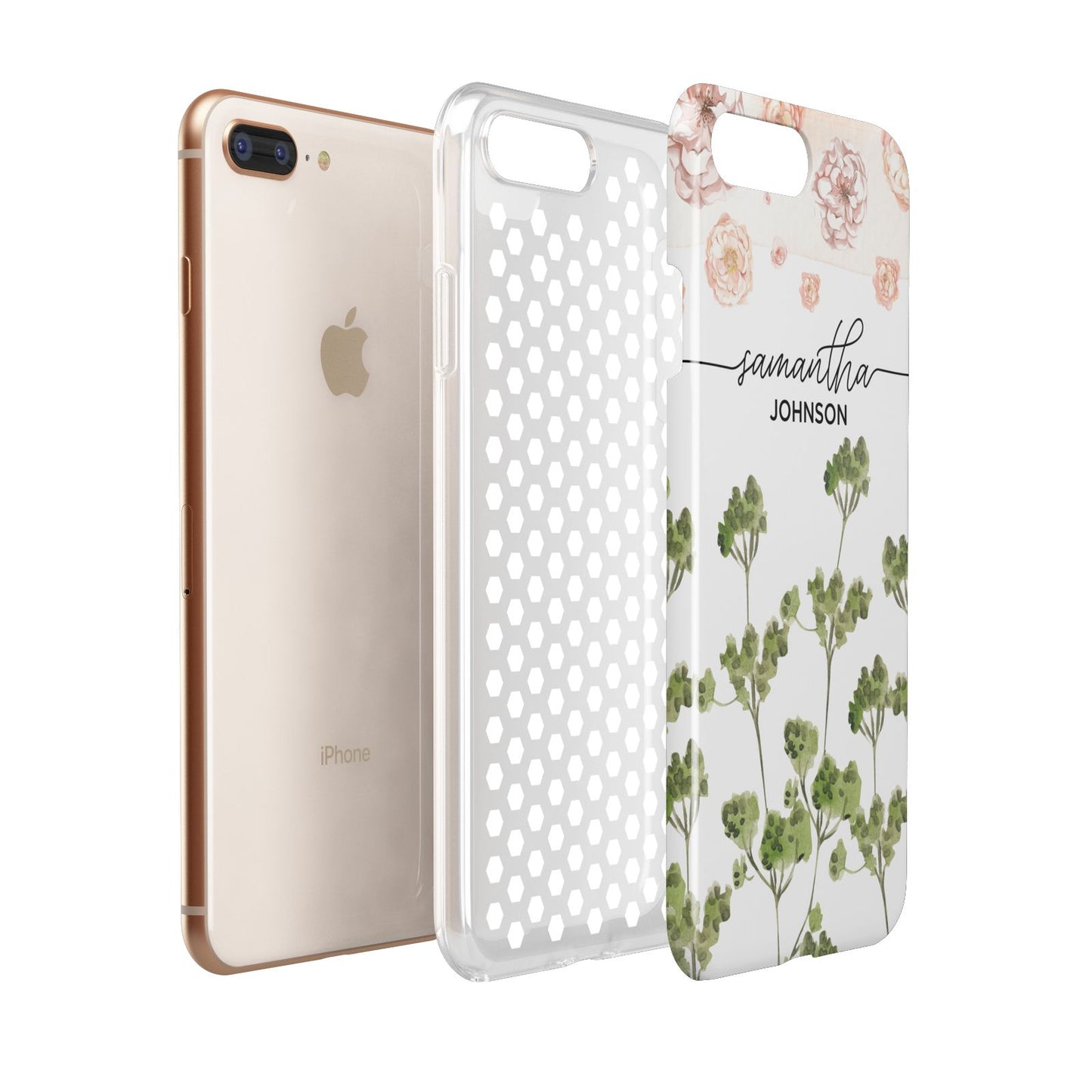 Personalised Names Flowers Apple iPhone 7 8 Plus 3D Tough Case Expanded View