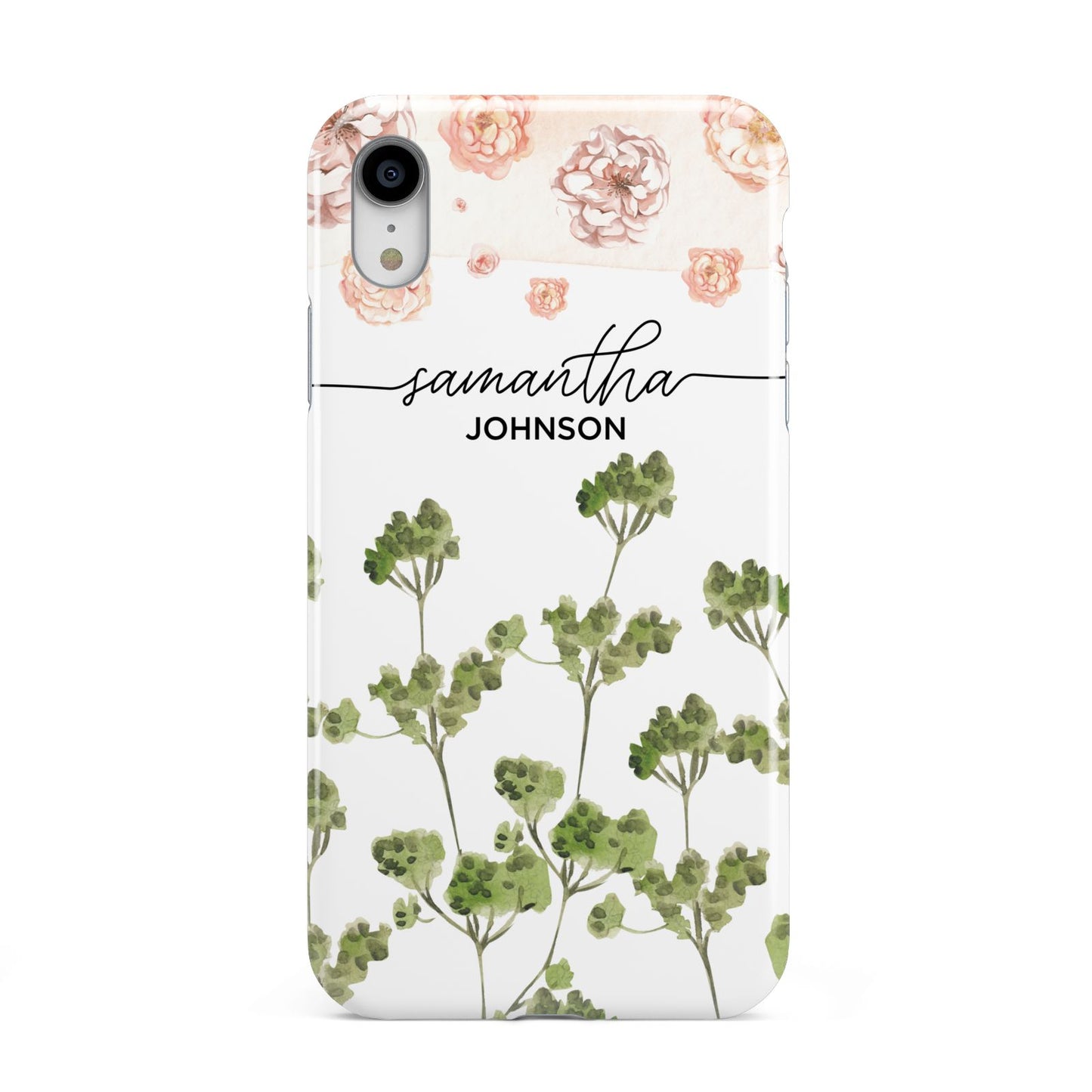 Personalised Names Flowers Apple iPhone XR White 3D Tough Case