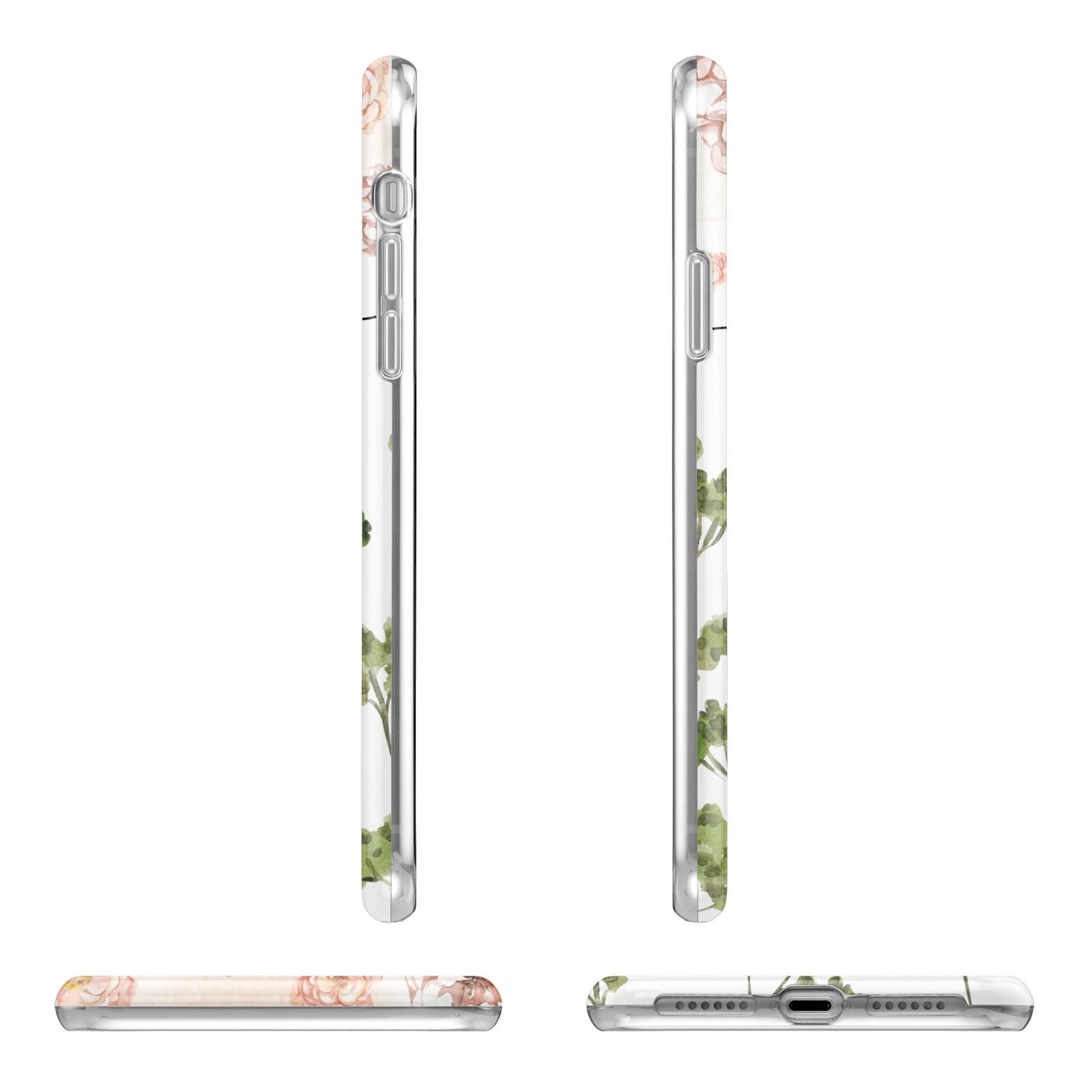 Personalised Names Flowers Apple iPhone XR in White with 3D Wrap Tough Case Alternative Image Angles