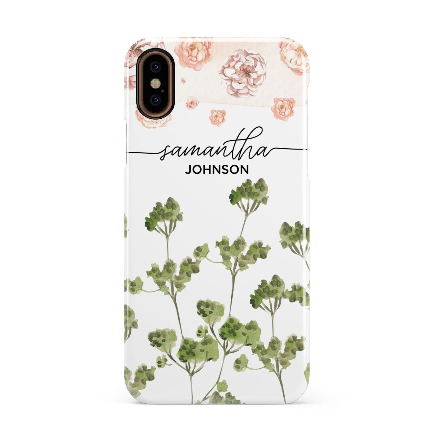 Personalised Names Flowers Apple iPhone XS 3D Snap Case