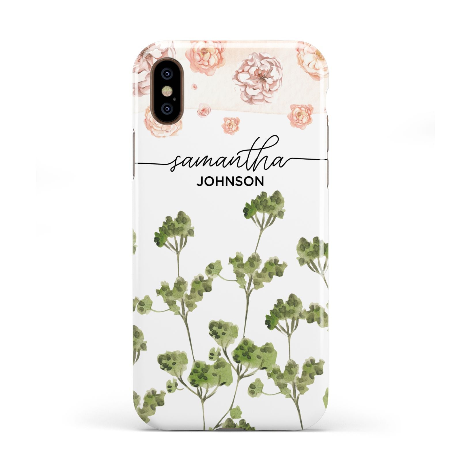 Personalised Names Flowers Apple iPhone XS 3D Tough