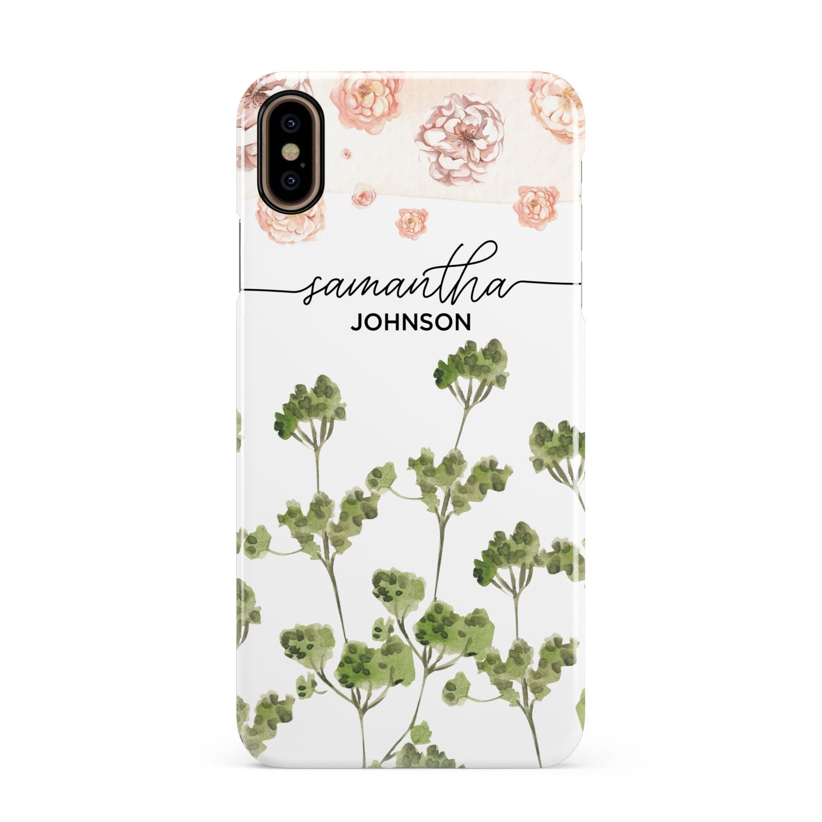 Personalised Names Flowers Apple iPhone Xs Max 3D Snap Case