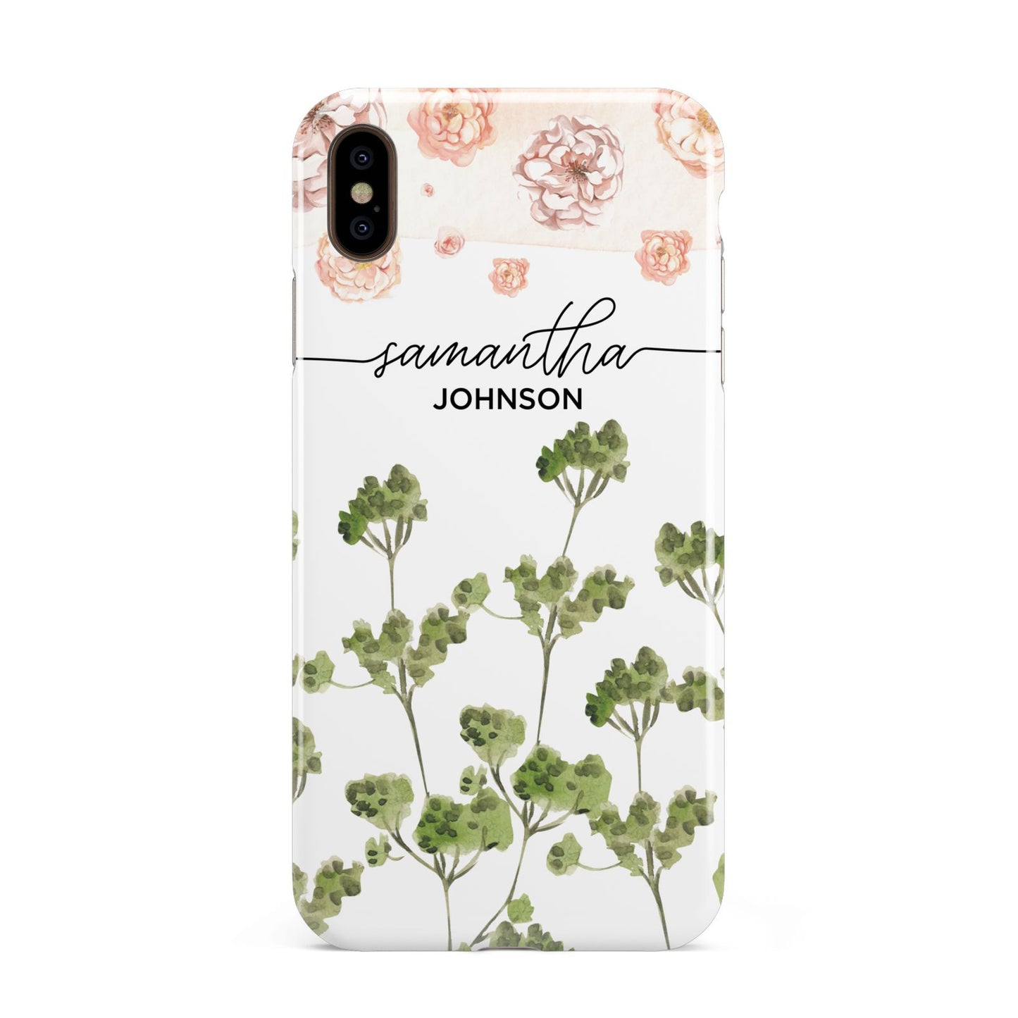 Personalised Names Flowers Apple iPhone Xs Max 3D Tough Case