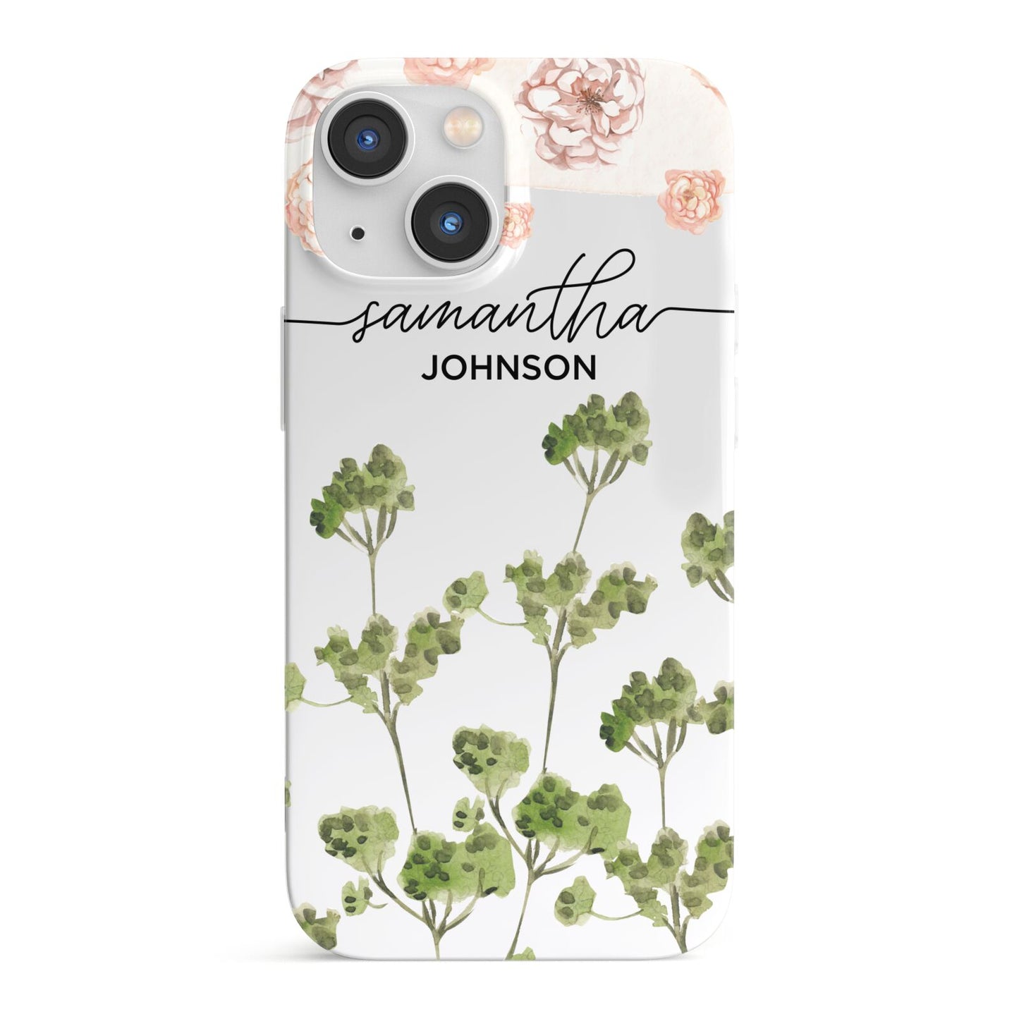 Personalised Names Flowers iPhone 13 Mini Full Wrap 3D Snap Case