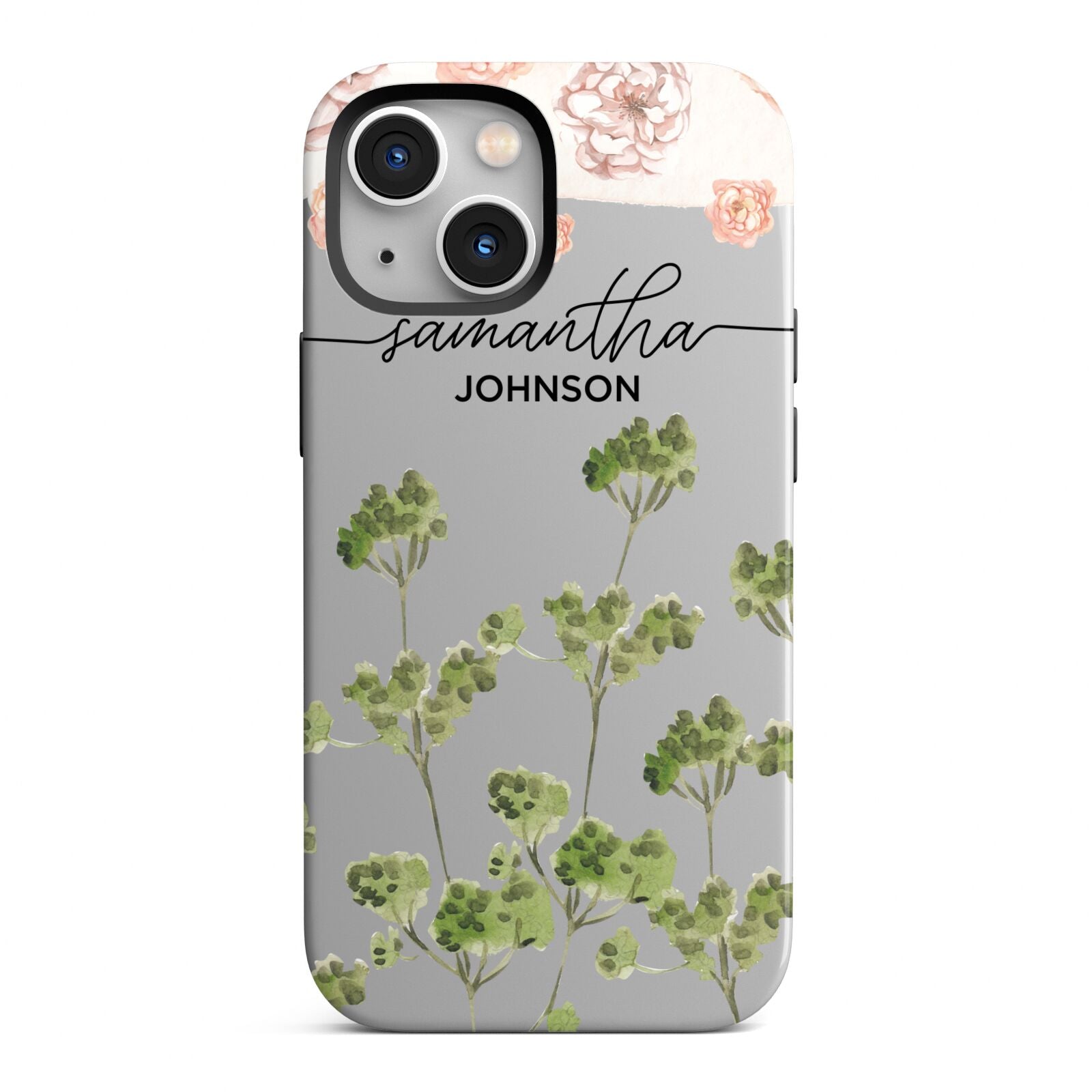 Personalised Names Flowers iPhone 13 Mini Full Wrap 3D Tough Case