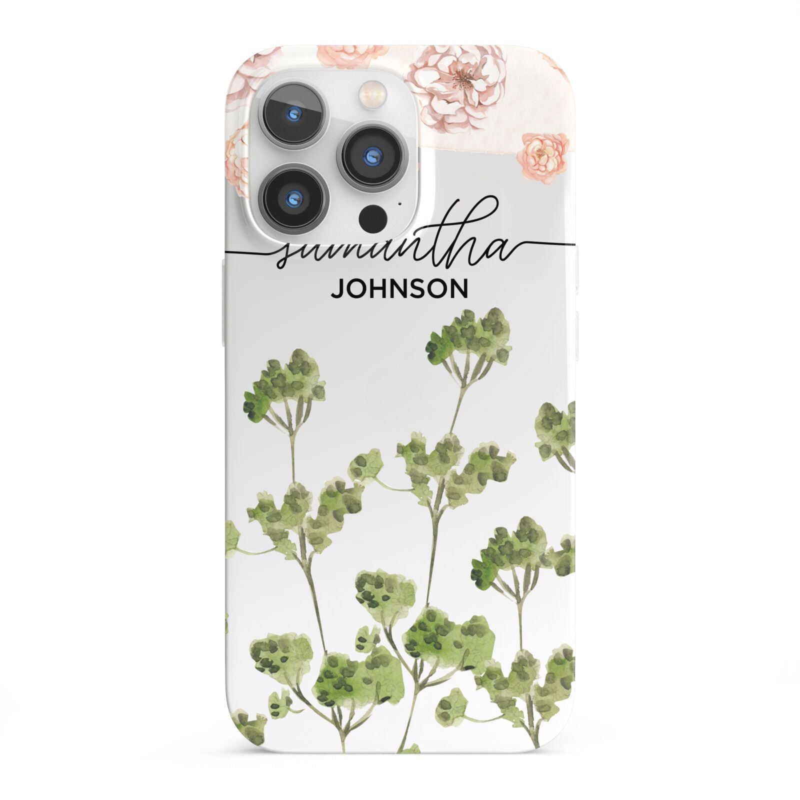Personalised Names Flowers iPhone 13 Pro Full Wrap 3D Snap Case