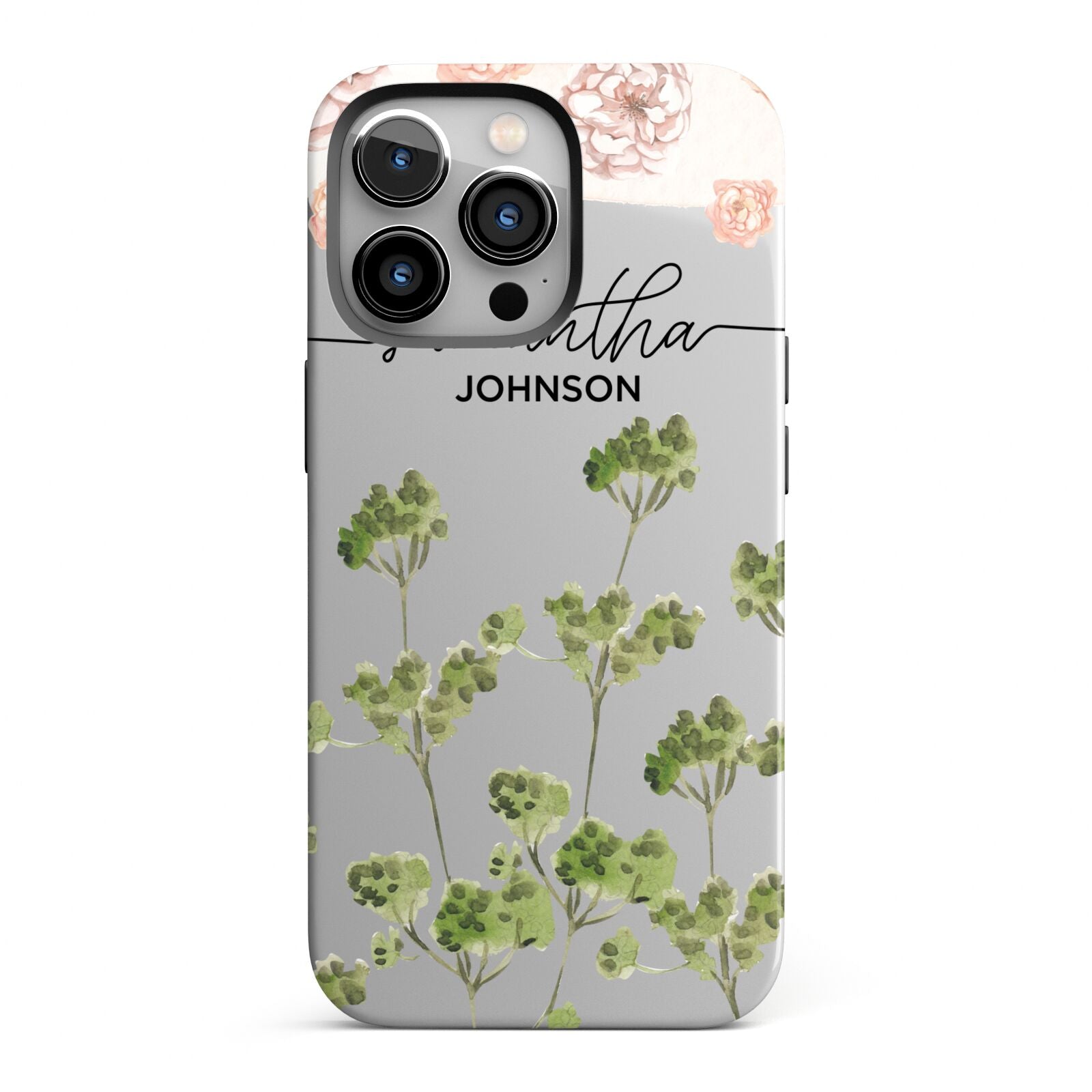 Personalised Names Flowers iPhone 13 Pro Full Wrap 3D Tough Case