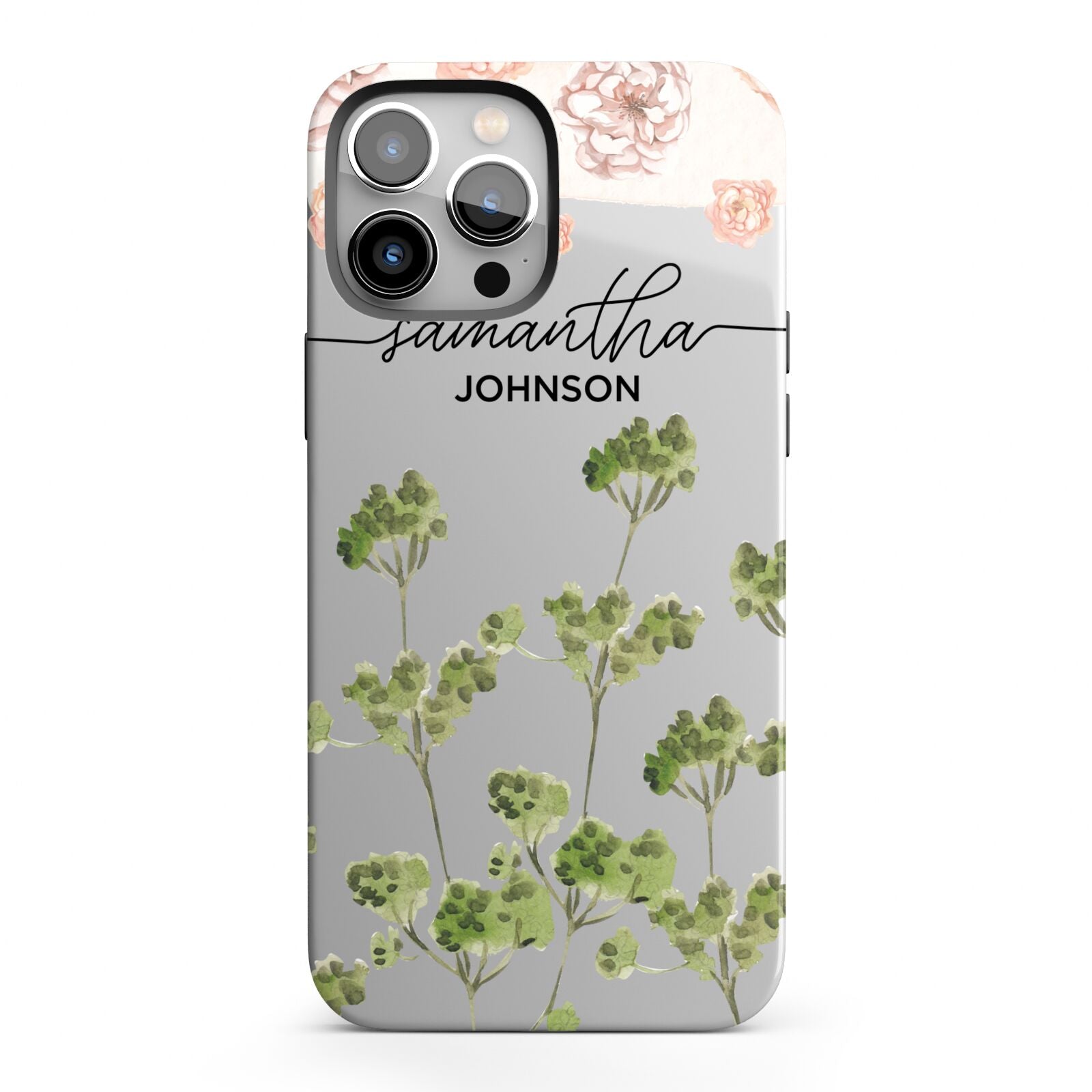 Personalised Names Flowers iPhone 13 Pro Max Full Wrap 3D Tough Case