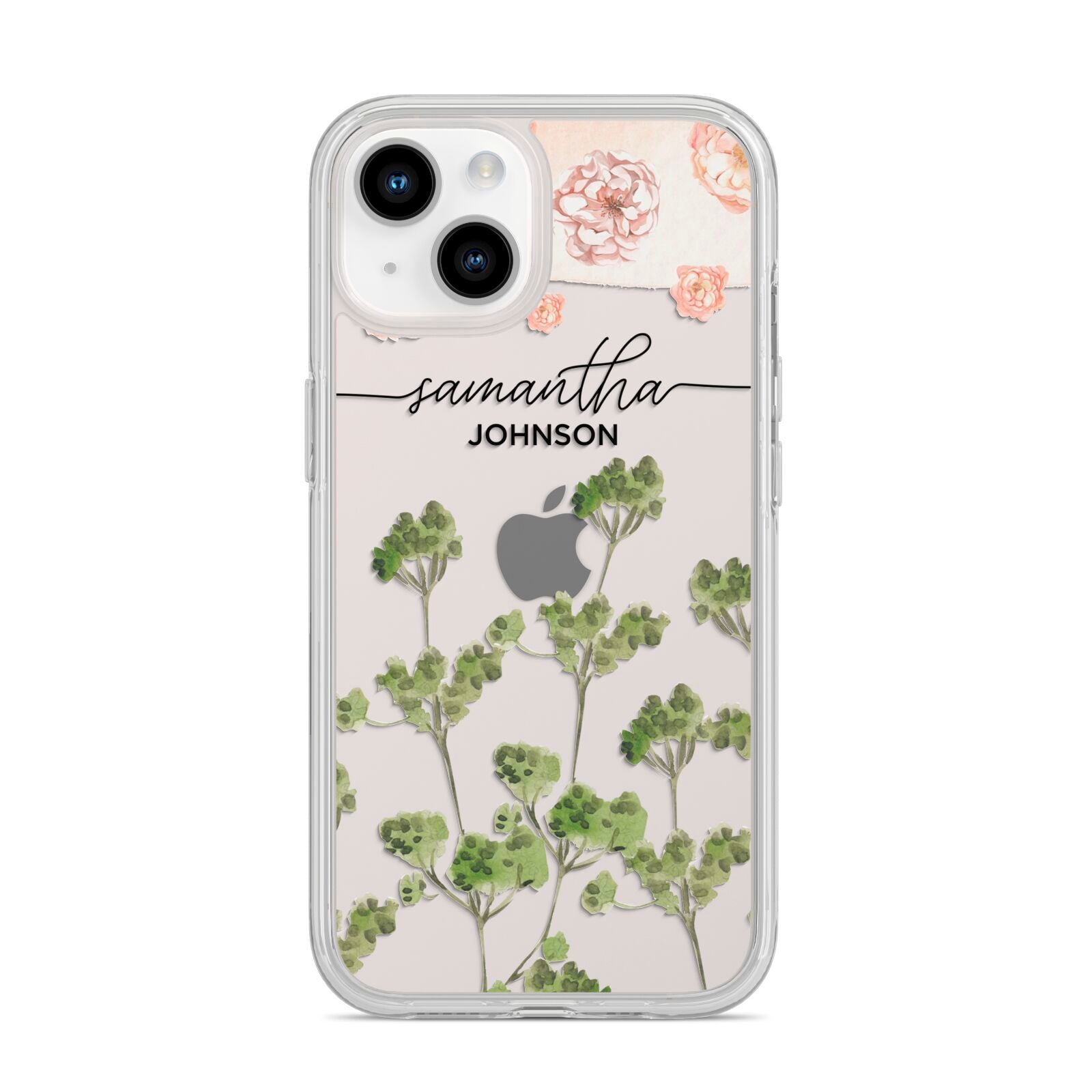 Personalised Names Flowers iPhone 14 Clear Tough Case Starlight