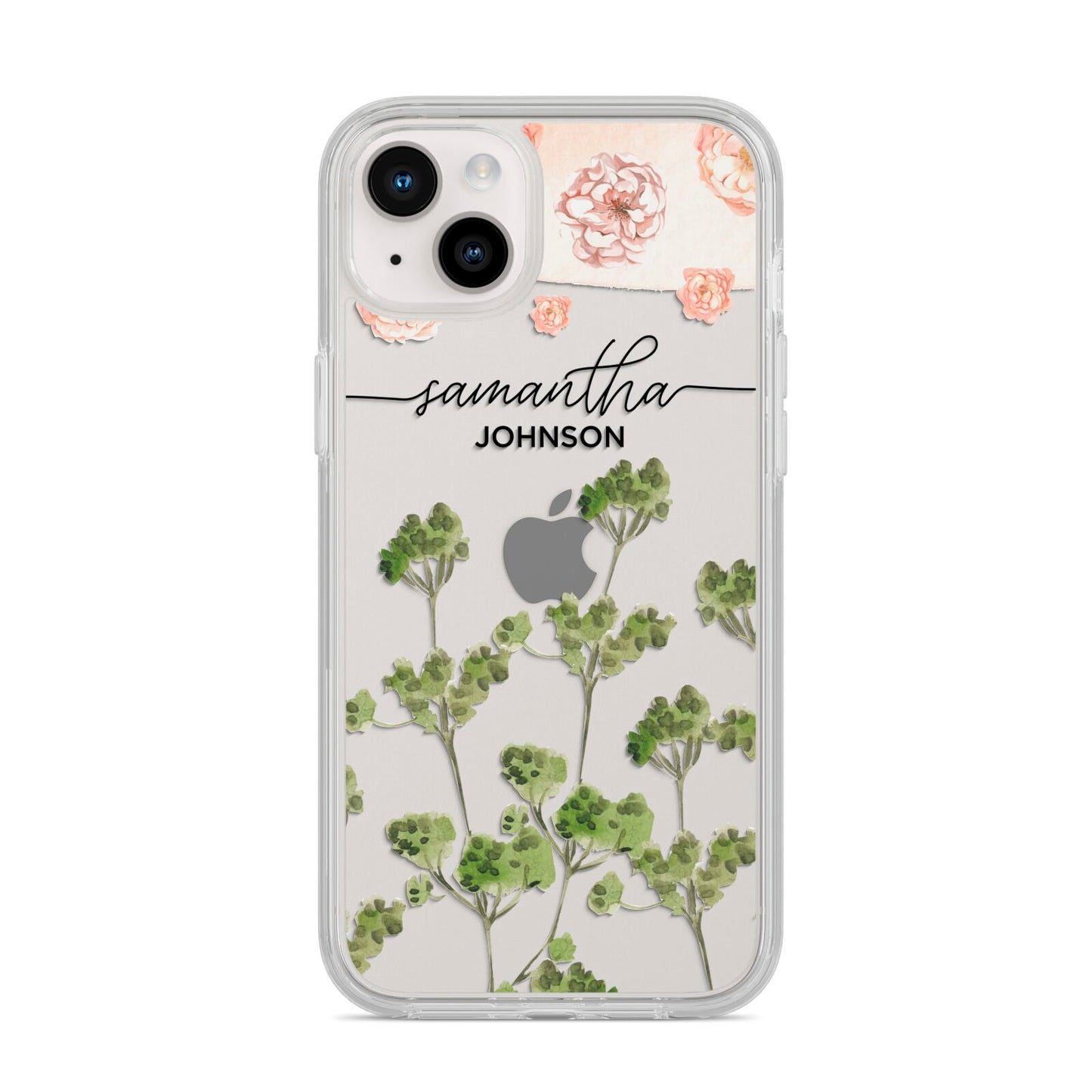 Personalised Names Flowers iPhone 14 Plus Clear Tough Case Starlight