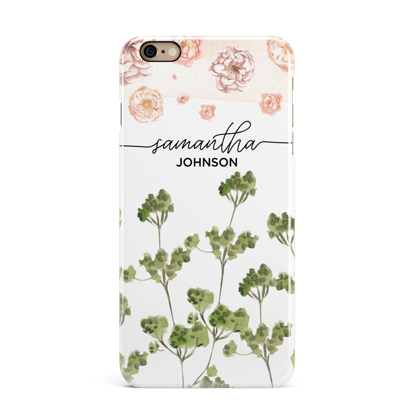 Personalised Names Flowers iPhone 6 Plus 3D Snap Case on Gold Phone