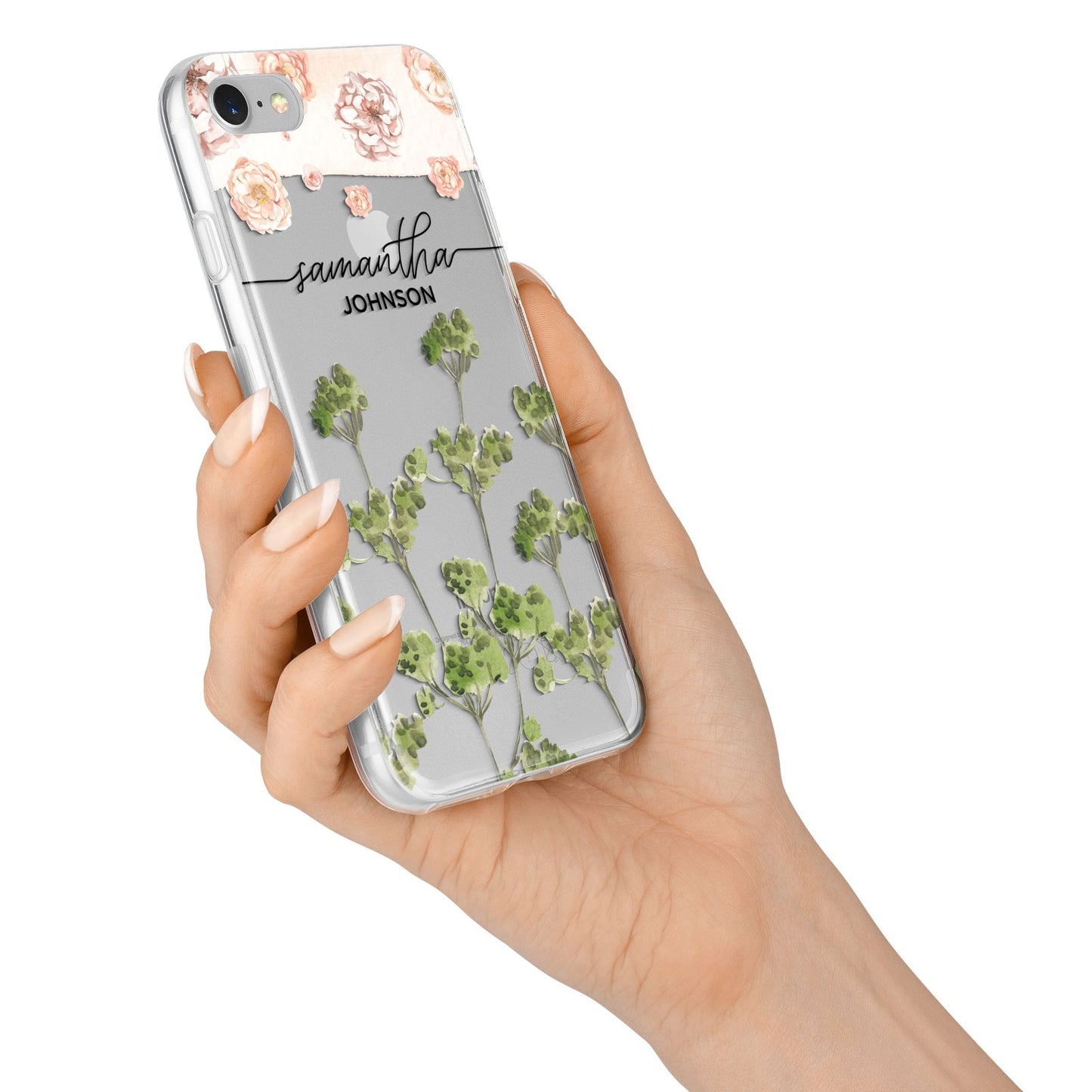 Personalised Names Flowers iPhone 7 Bumper Case on Silver iPhone Alternative Image