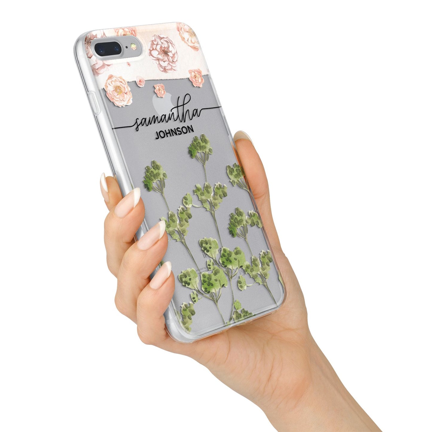 Personalised Names Flowers iPhone 7 Plus Bumper Case on Silver iPhone Alternative Image