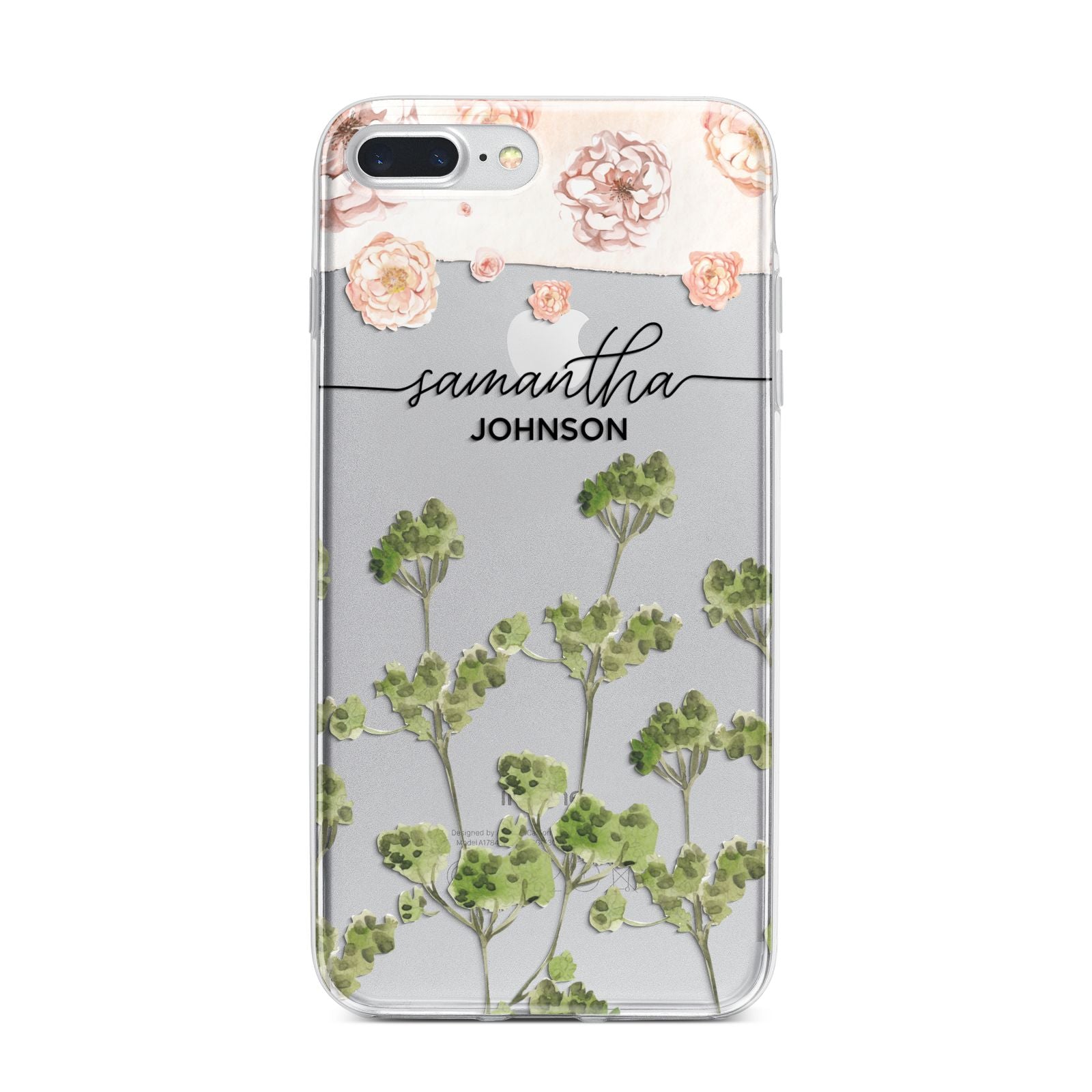 Personalised Names Flowers iPhone 7 Plus Bumper Case on Silver iPhone