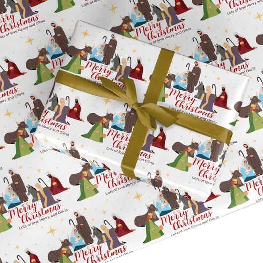 Personalised Nativity Scene Custom Wrapping Paper
