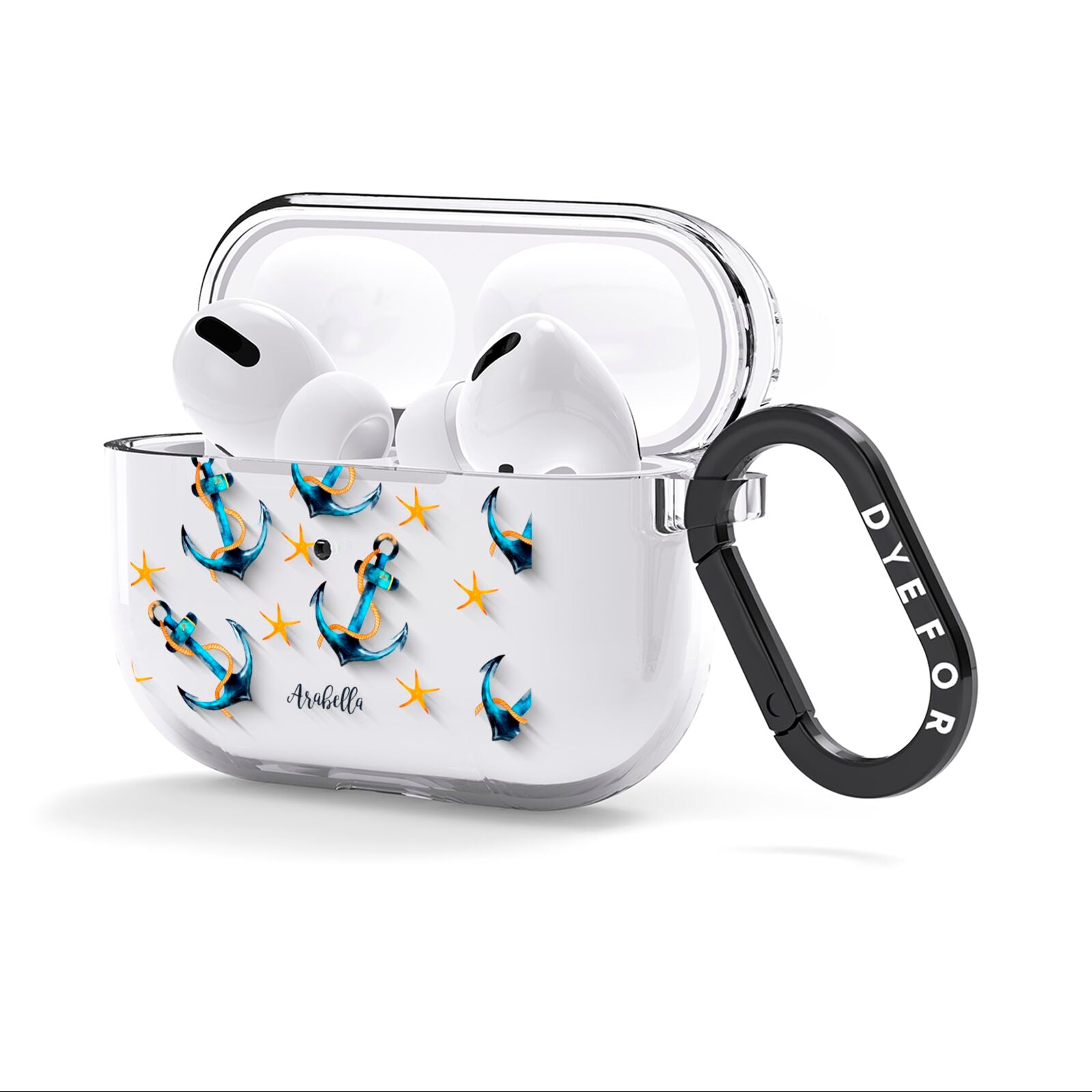 Personalised Nautical AirPods Clear Case 3rd Gen Side Image