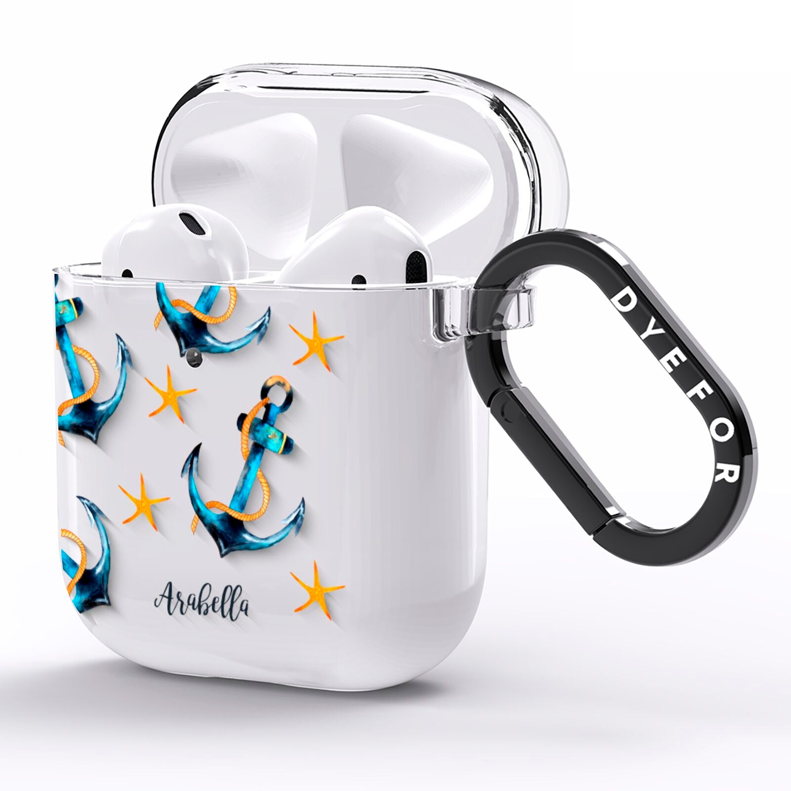 Personalised Nautical AirPods Clear Case Side Image