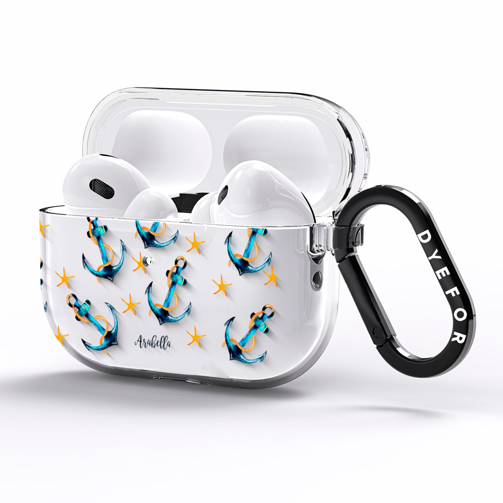Personalised Nautical AirPods Pro Clear Case Side Image