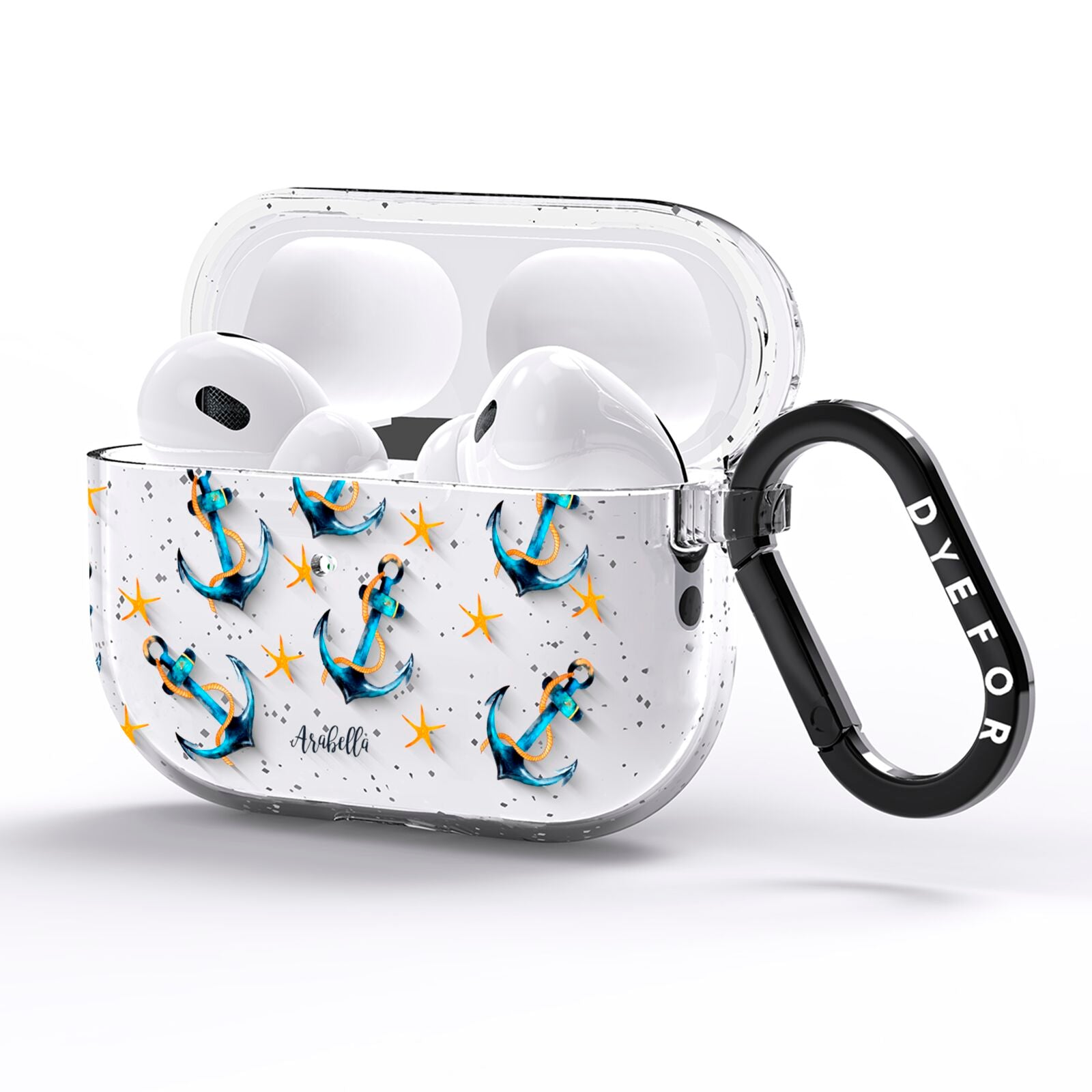 Personalised Nautical AirPods Pro Glitter Case Side Image