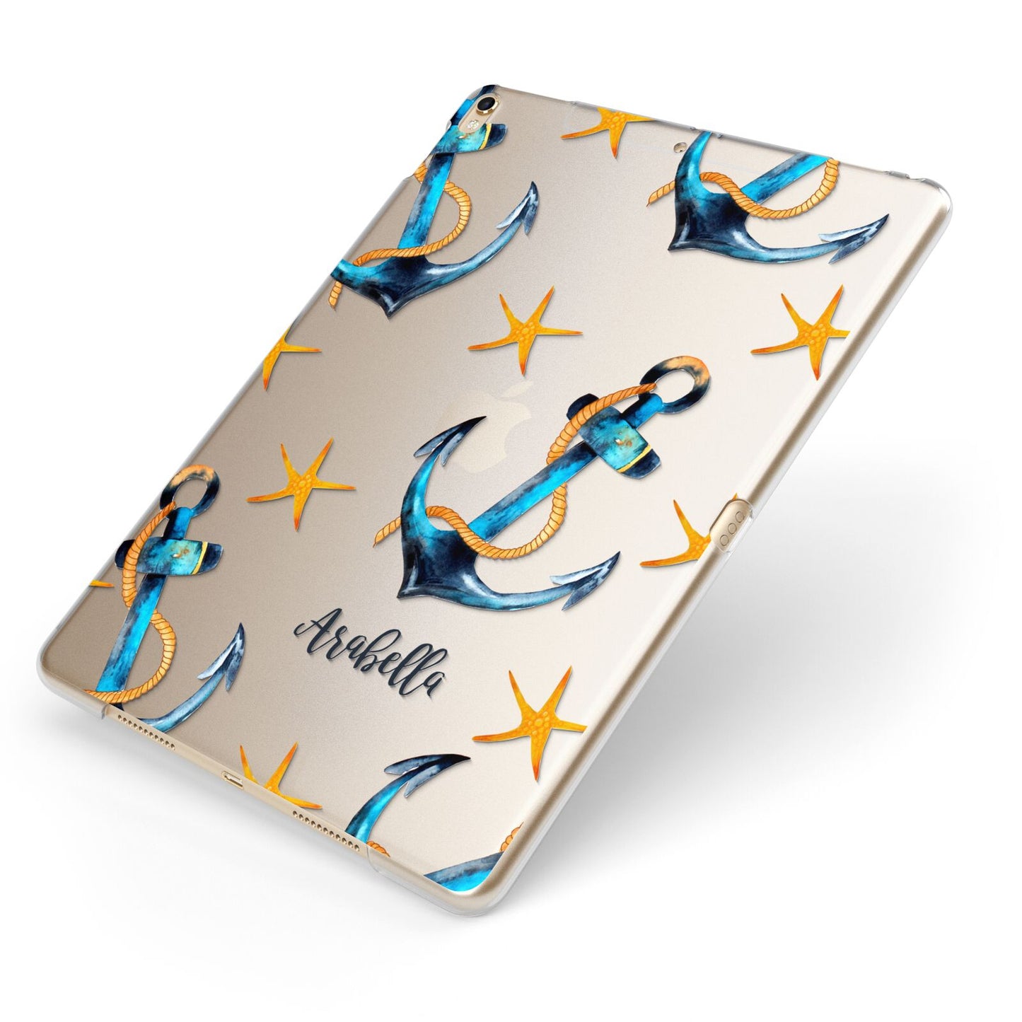 Personalised Nautical Apple iPad Case on Gold iPad Side View