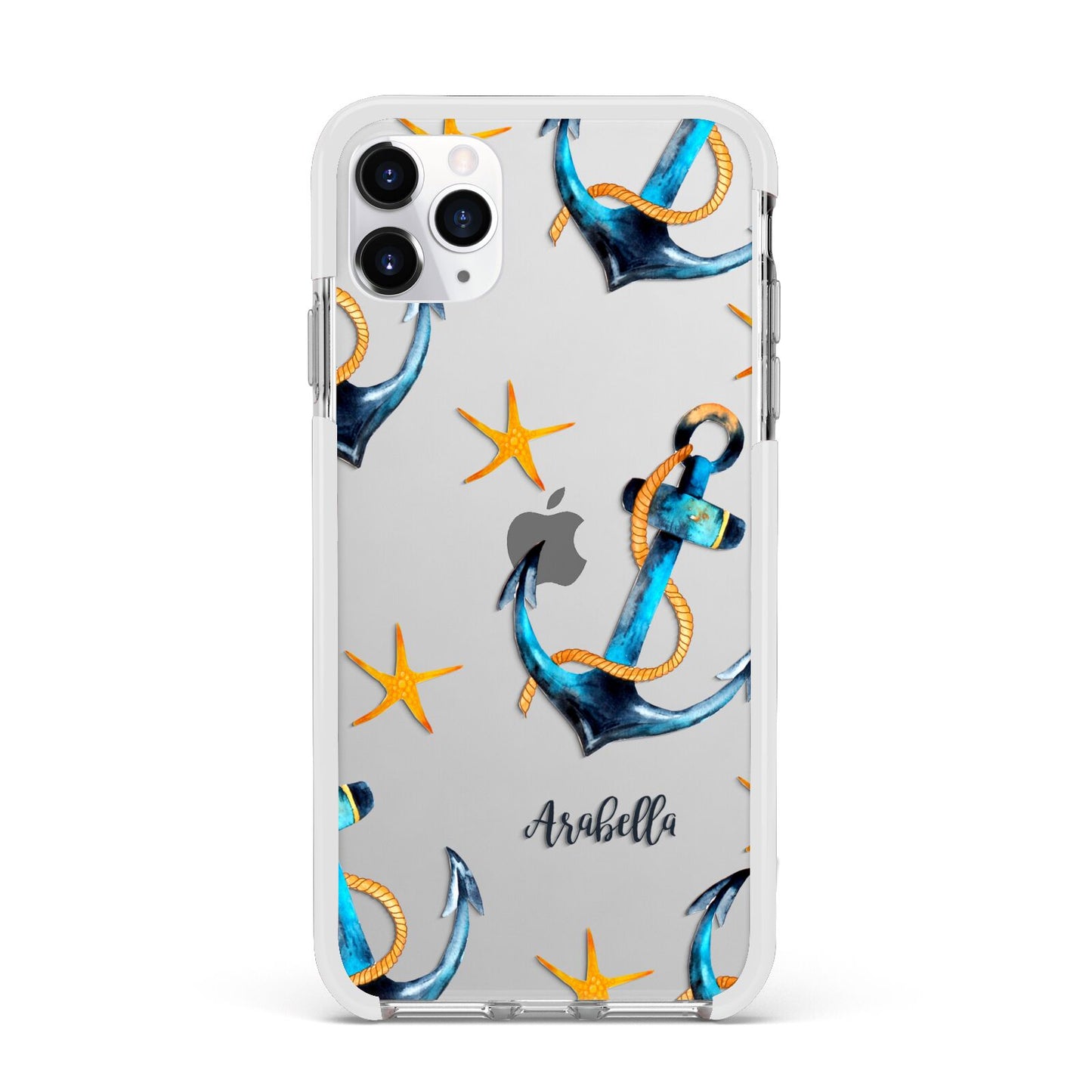 Personalised Nautical Apple iPhone 11 Pro Max in Silver with White Impact Case