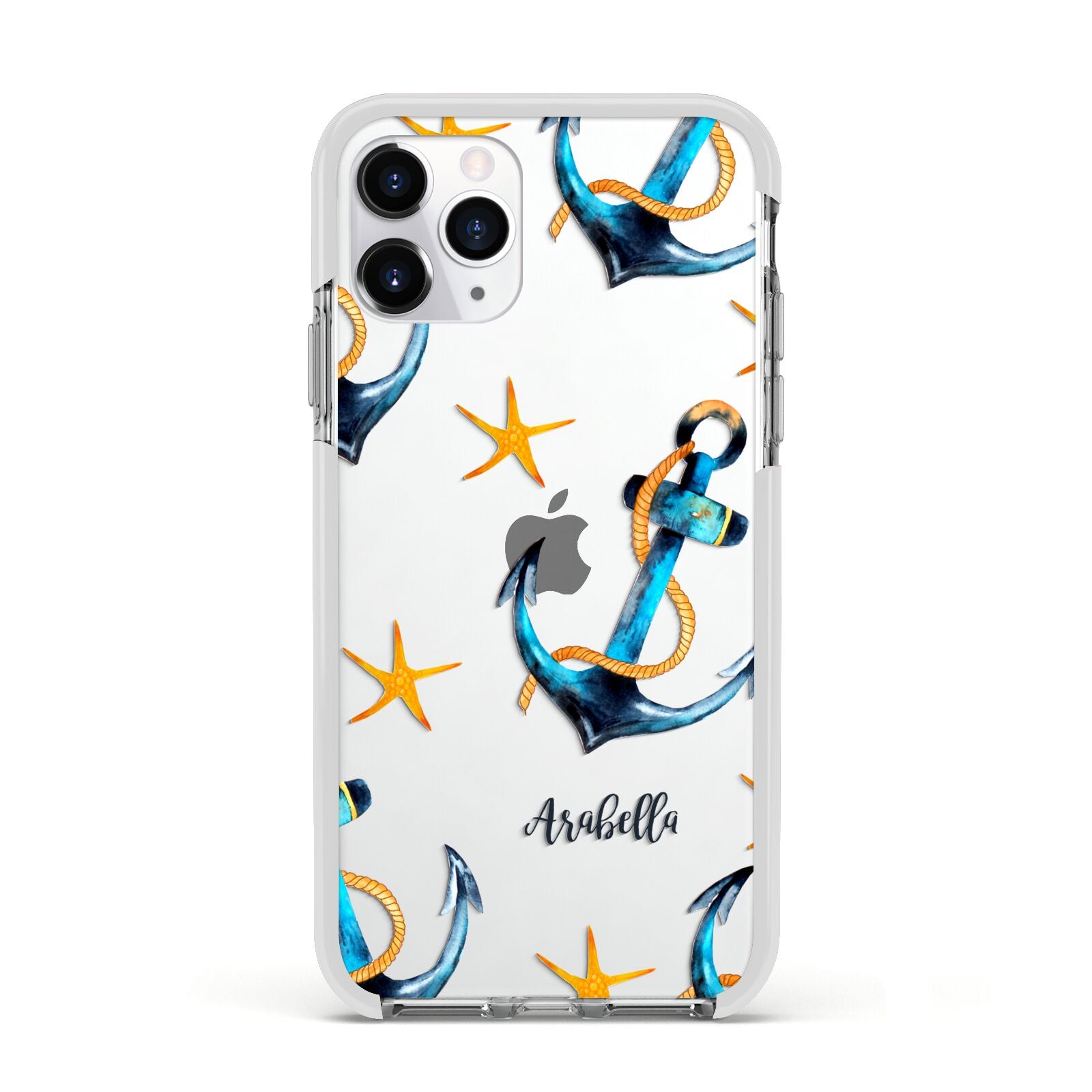 Personalised Nautical Apple iPhone 11 Pro in Silver with White Impact Case