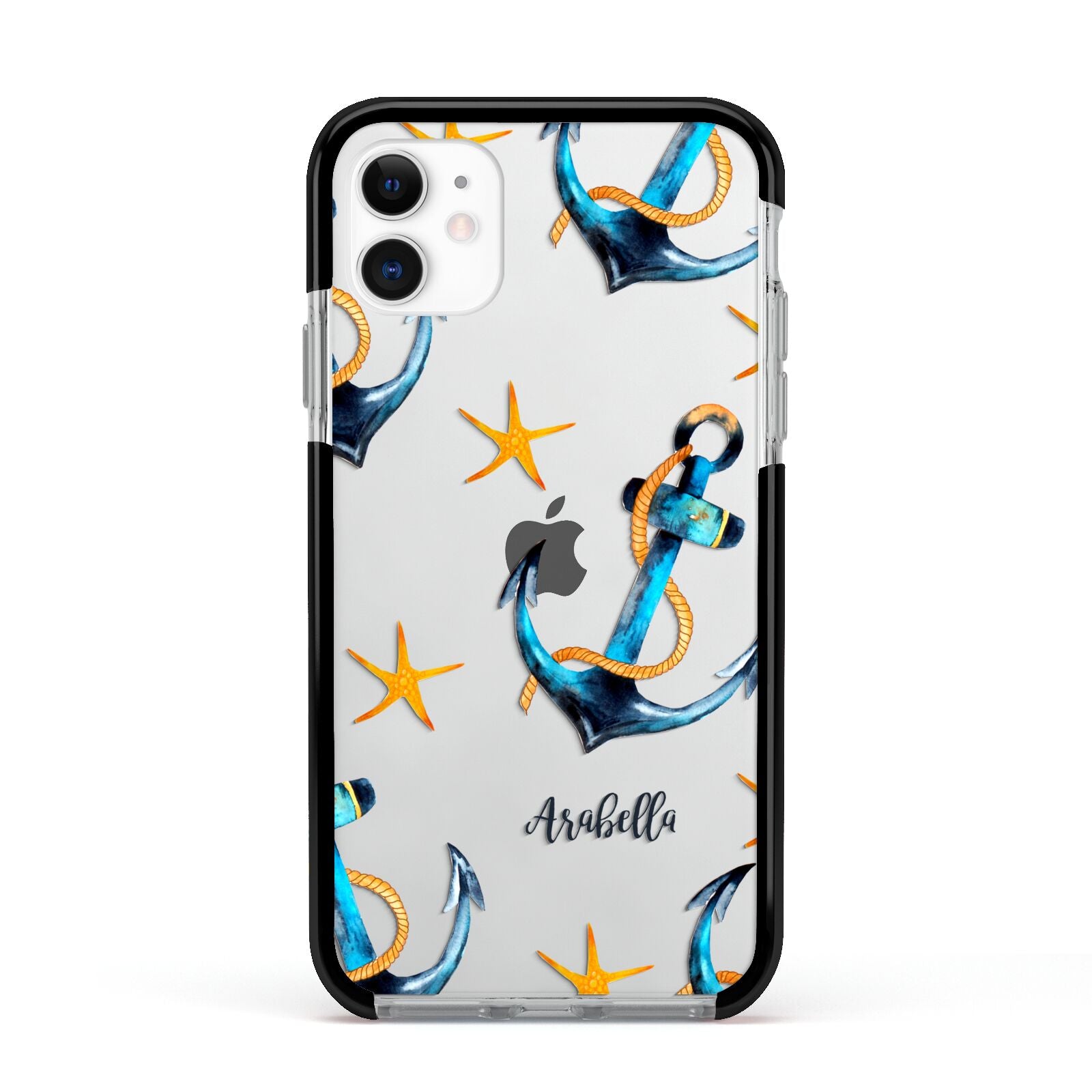 Personalised Nautical Apple iPhone 11 in White with Black Impact Case