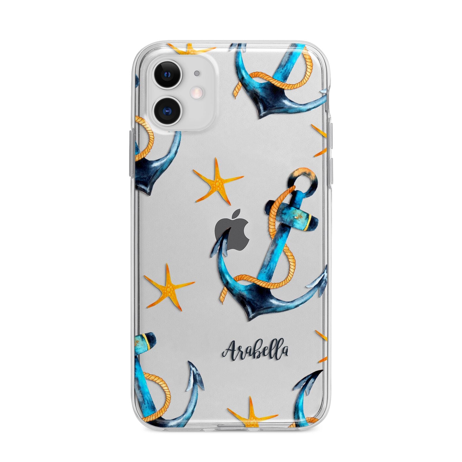 Personalised Nautical Apple iPhone 11 in White with Bumper Case