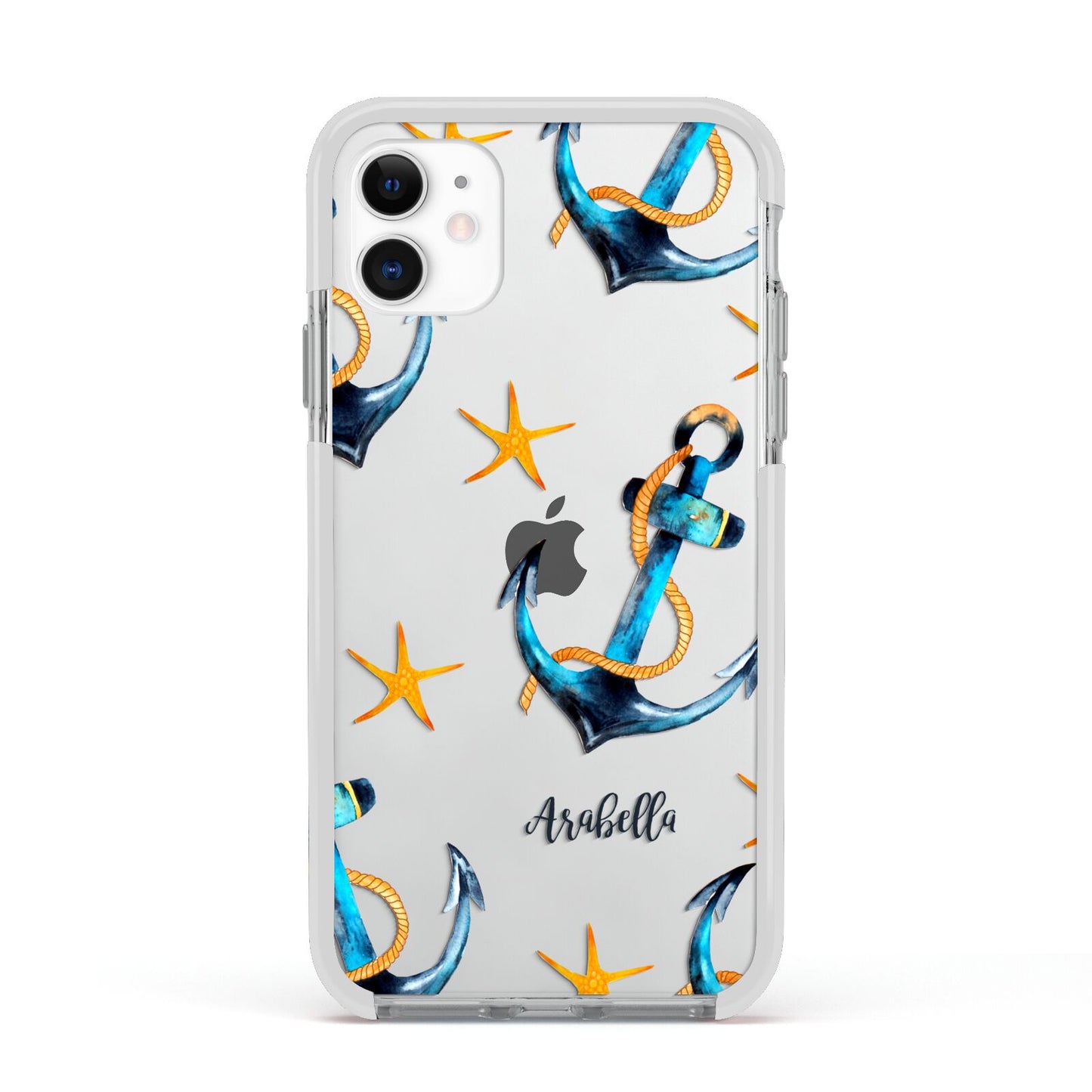 Personalised Nautical Apple iPhone 11 in White with White Impact Case