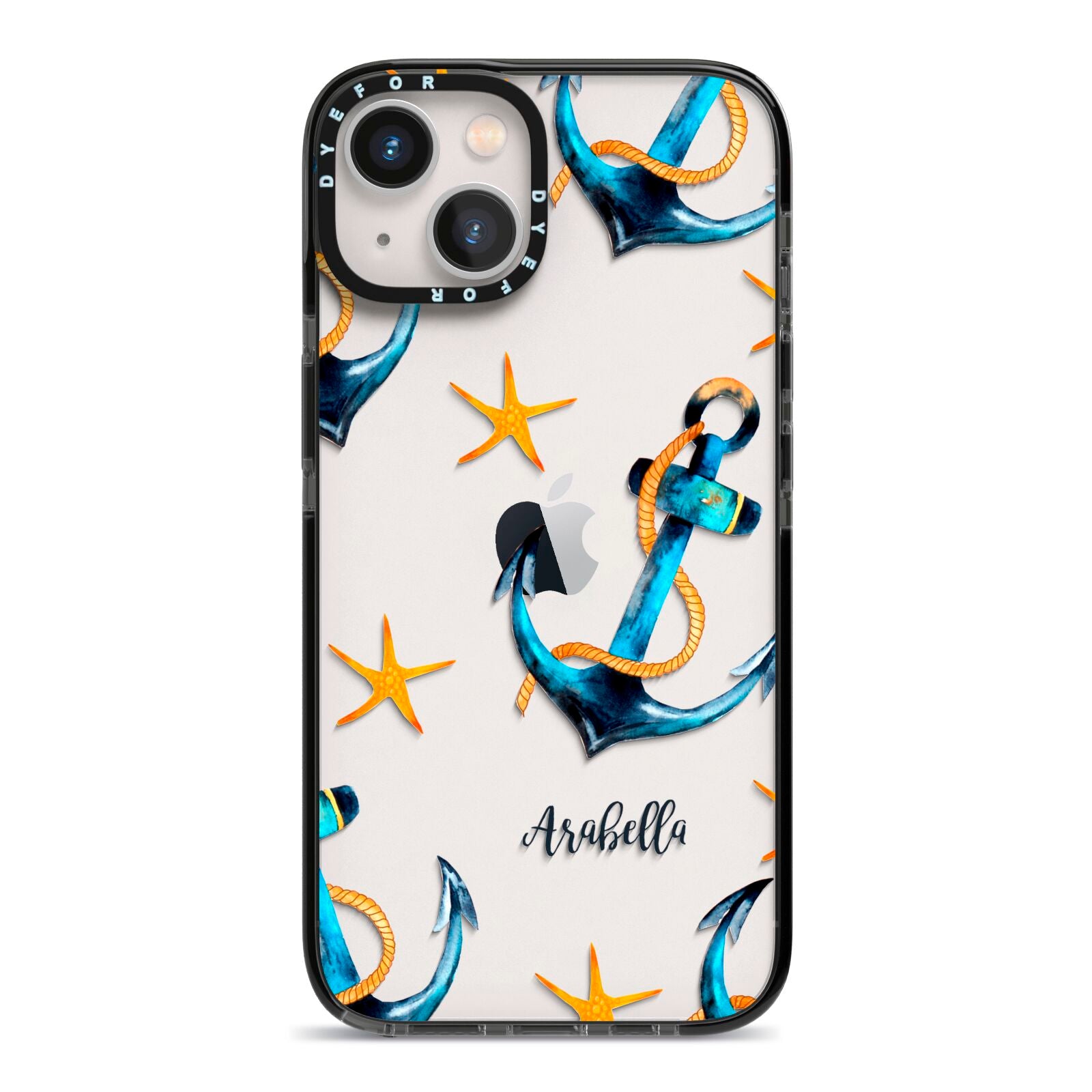 Personalised Nautical iPhone 13 Black Impact Case on Silver phone