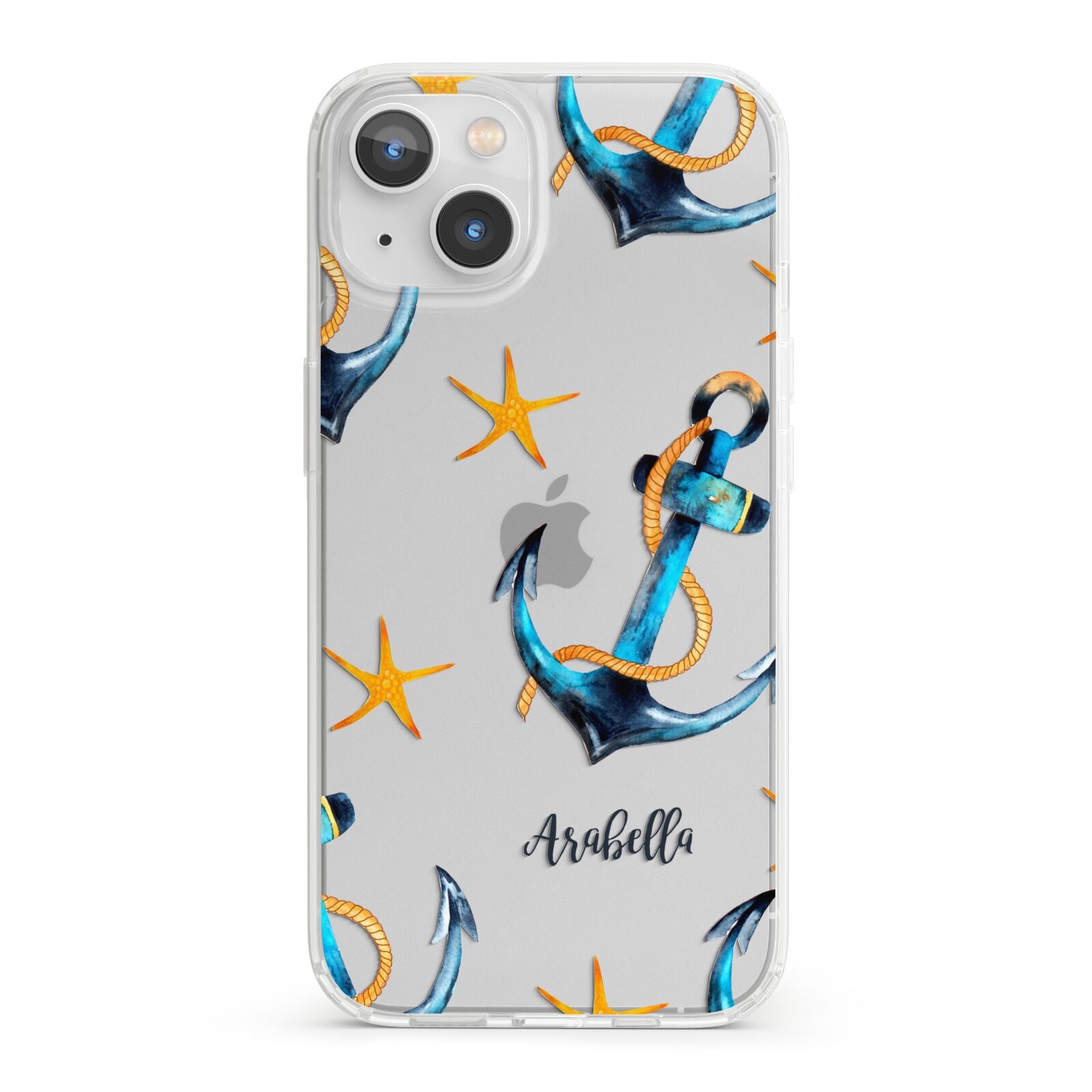 Personalised Nautical iPhone 13 Clear Bumper Case